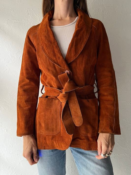 70s Retro Suede Leather Jacket / Small