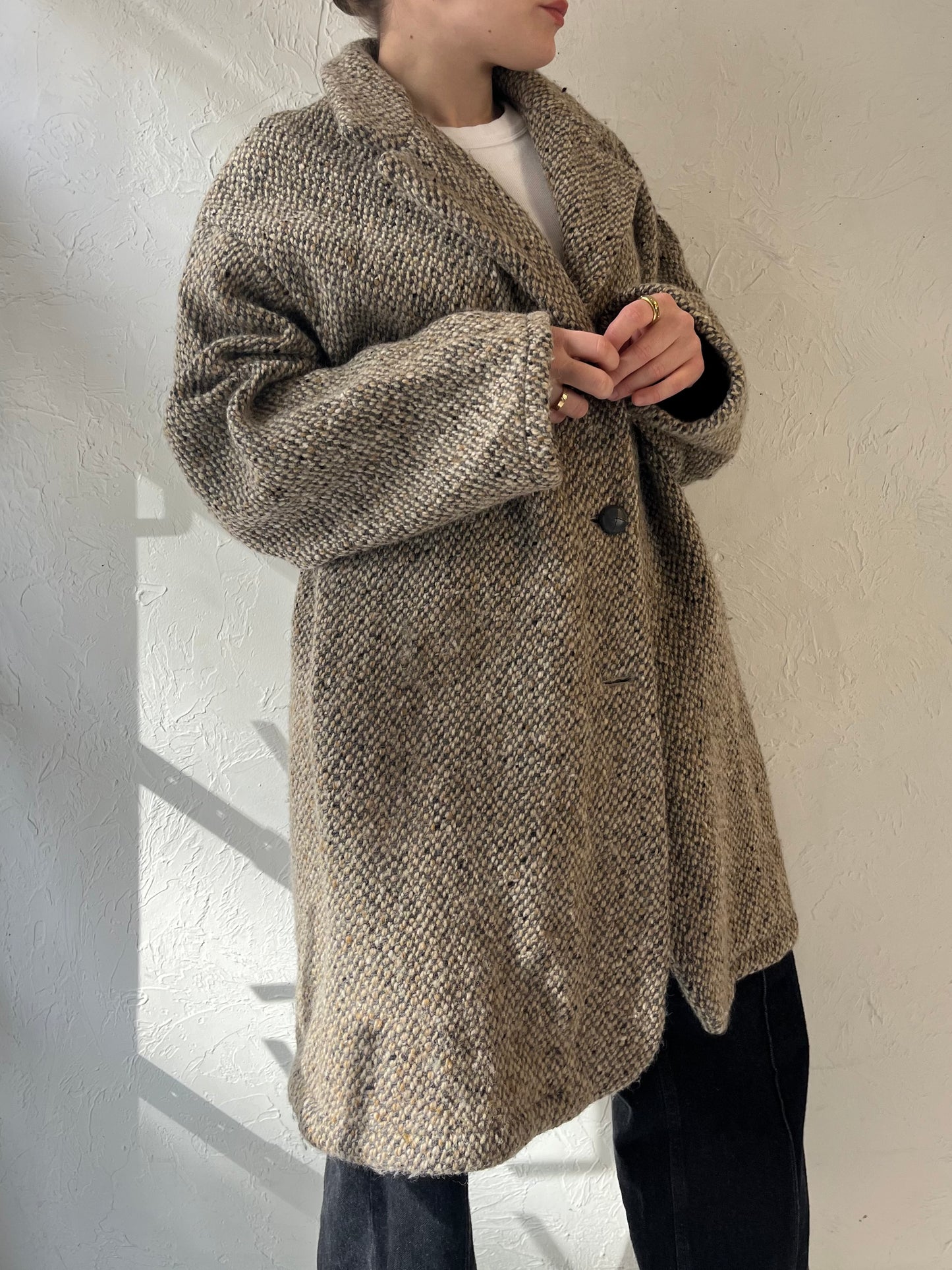 Vintage 'Henry White' Knit Wool Coat / Large