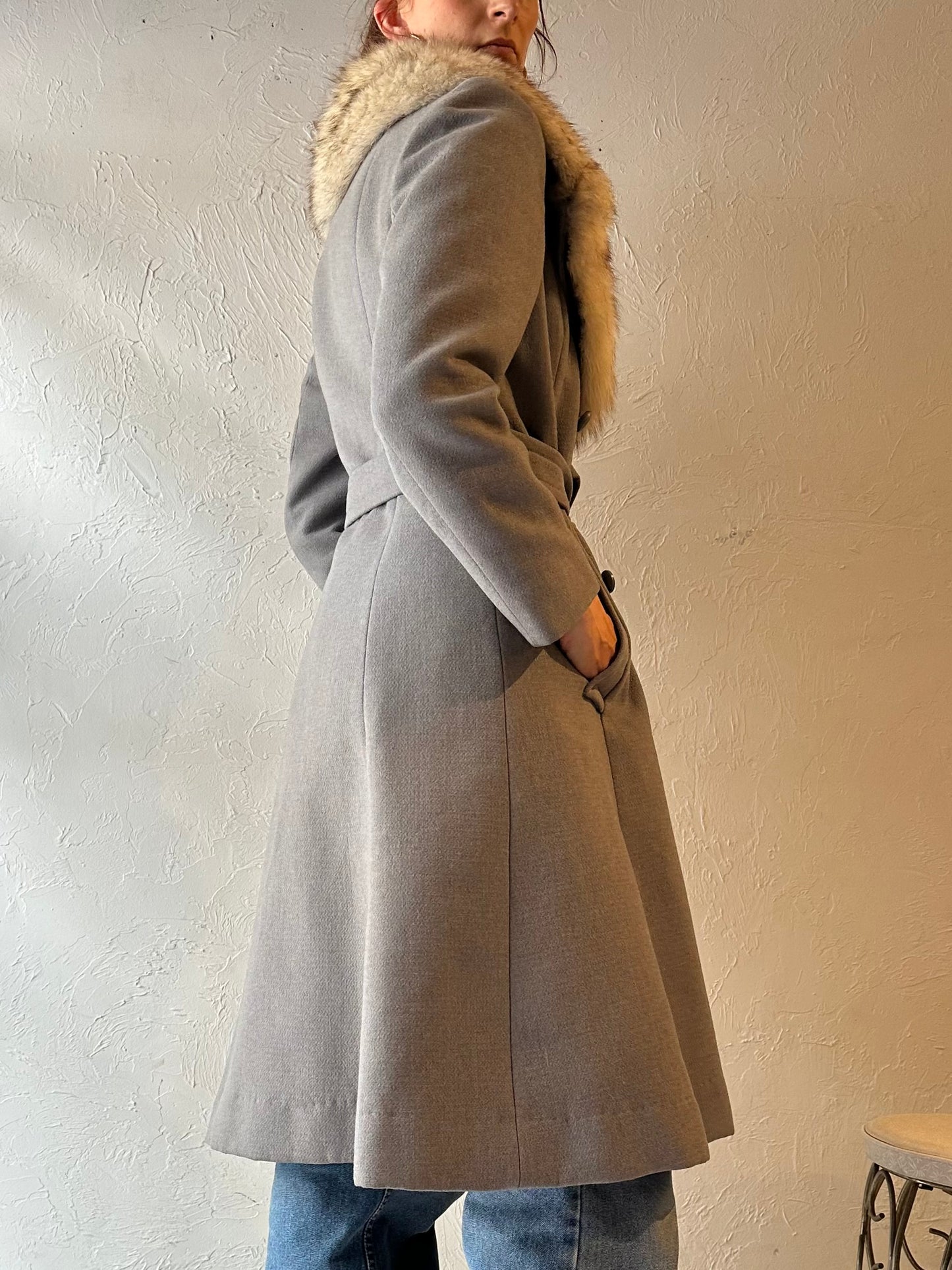 70s Gray Knit Penny Lane Coat / Small