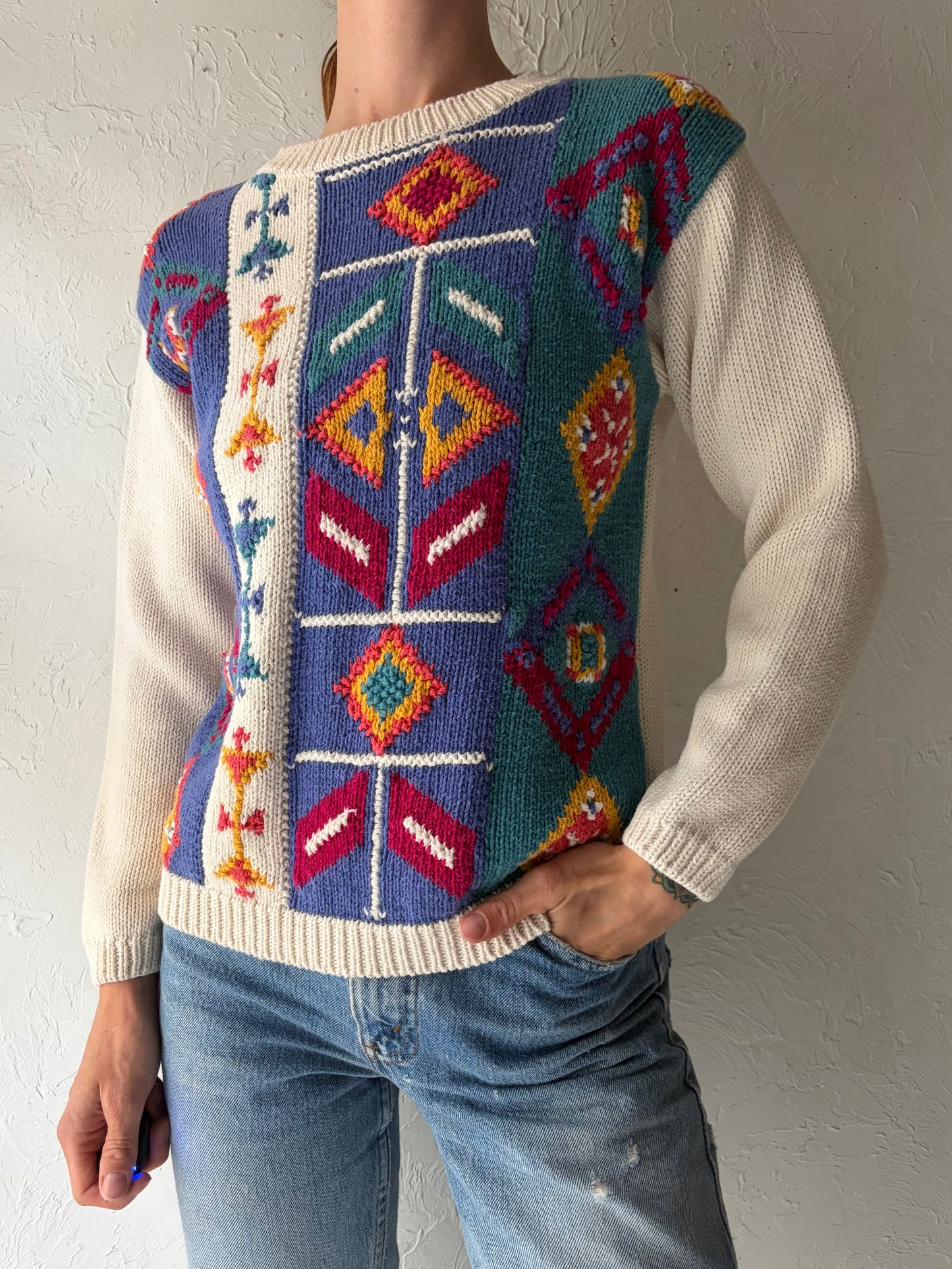 90s 'Russ' Cotton Ramie Sweater / Small