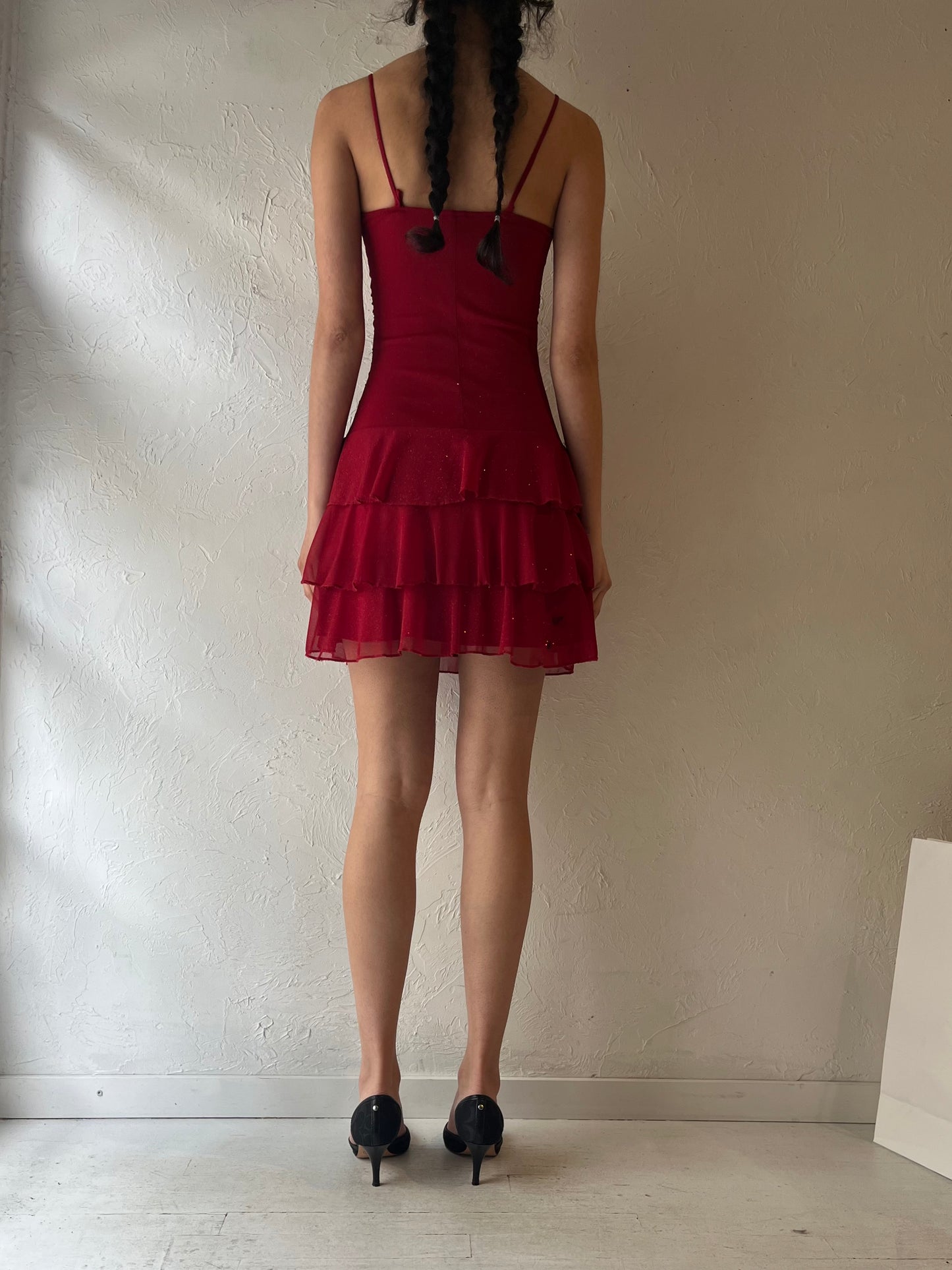 Y2K ‘Ruby Rox’ Red Ruffle Micro Mini Dress / Small