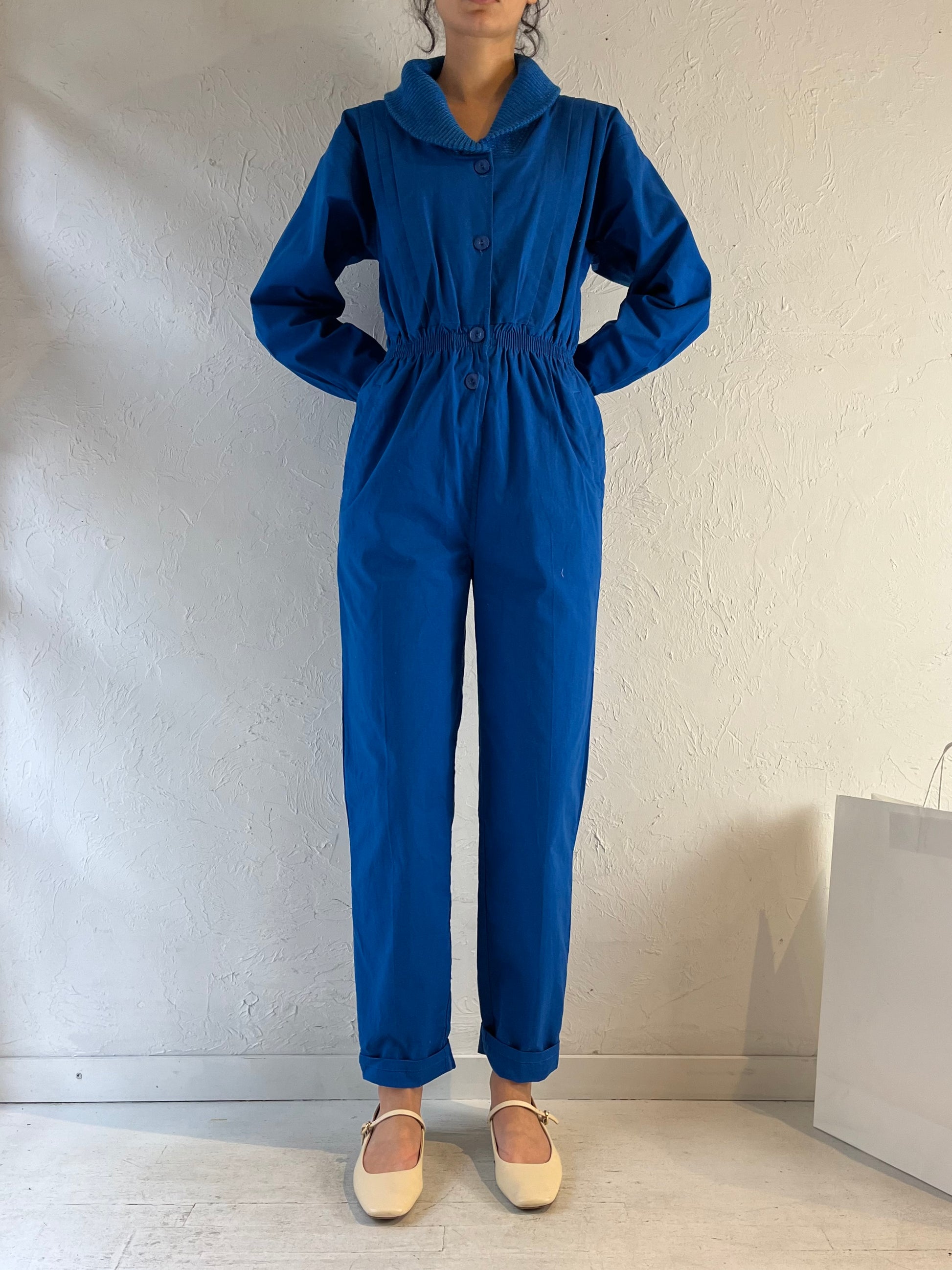 90s ‘California Casuals’ Dead Stock Blue Jumpsuit / Small