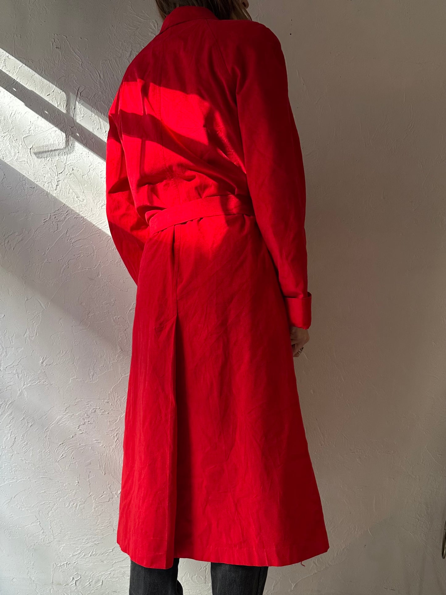 70s 'Ultra Suede' Red Trench Coat / Union Made / Medium