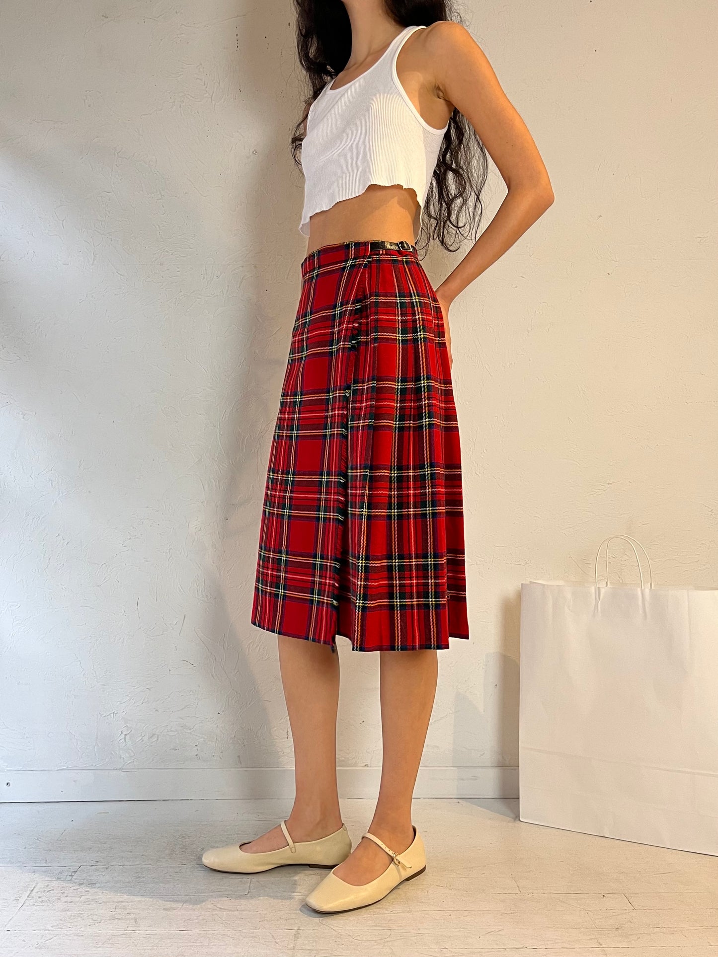 80s ‘Jedburgh' Plaid Midi Skirt / Small