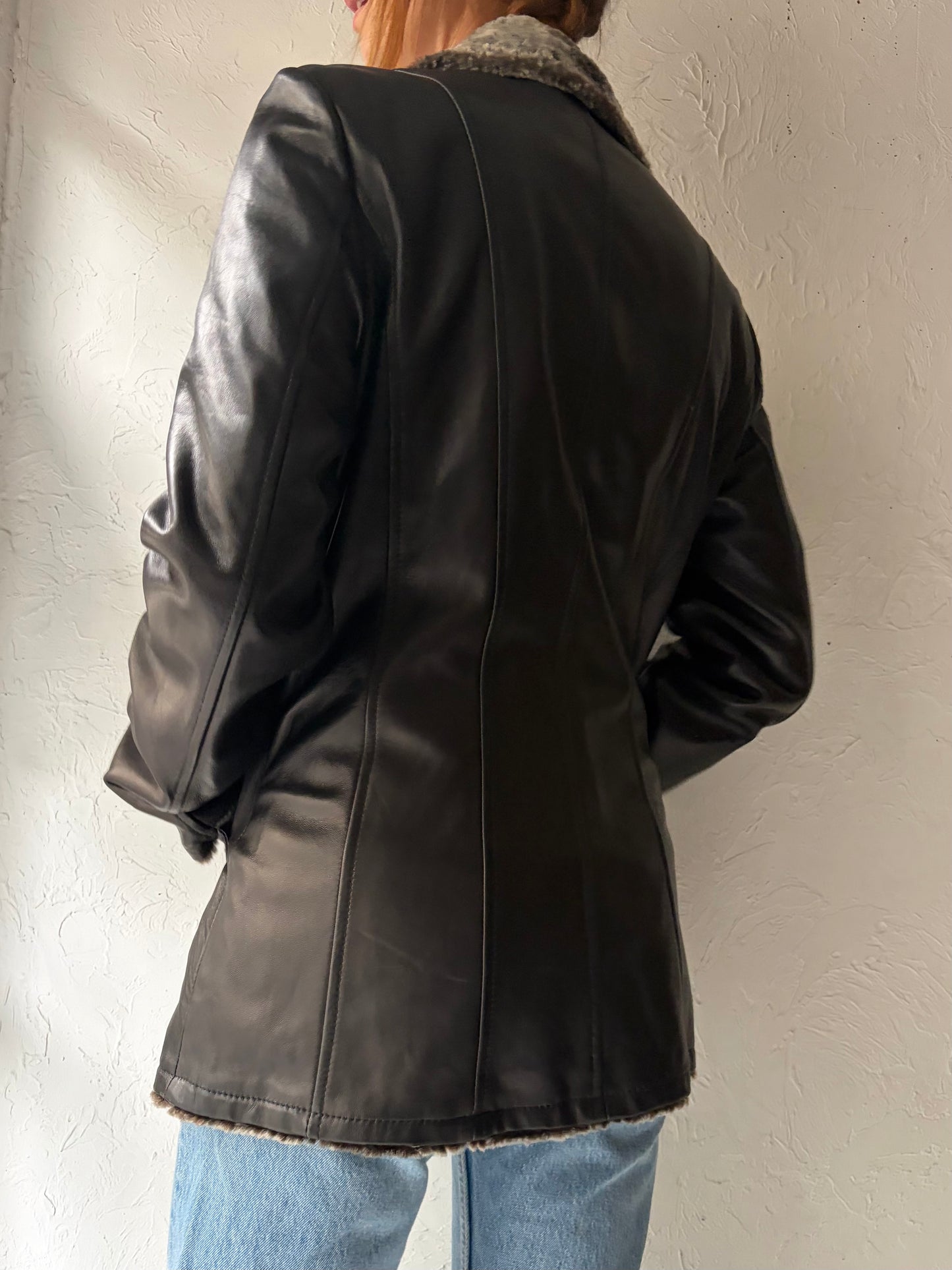Y2K ‘Danier’ Faux Fur Lined Leather Jacket / Medium