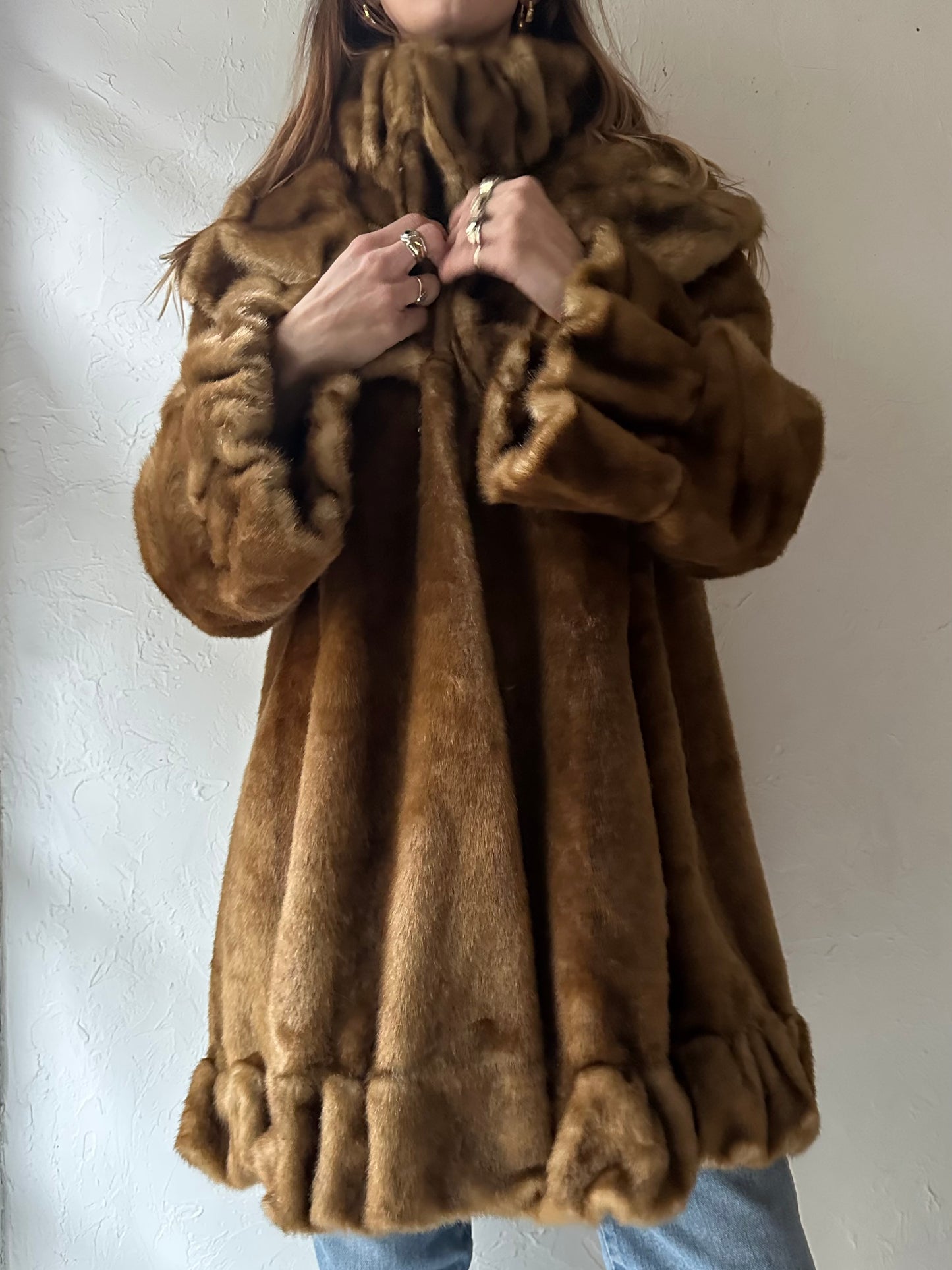 Y2k 'Jones New York' Faux Fur Coat / XL