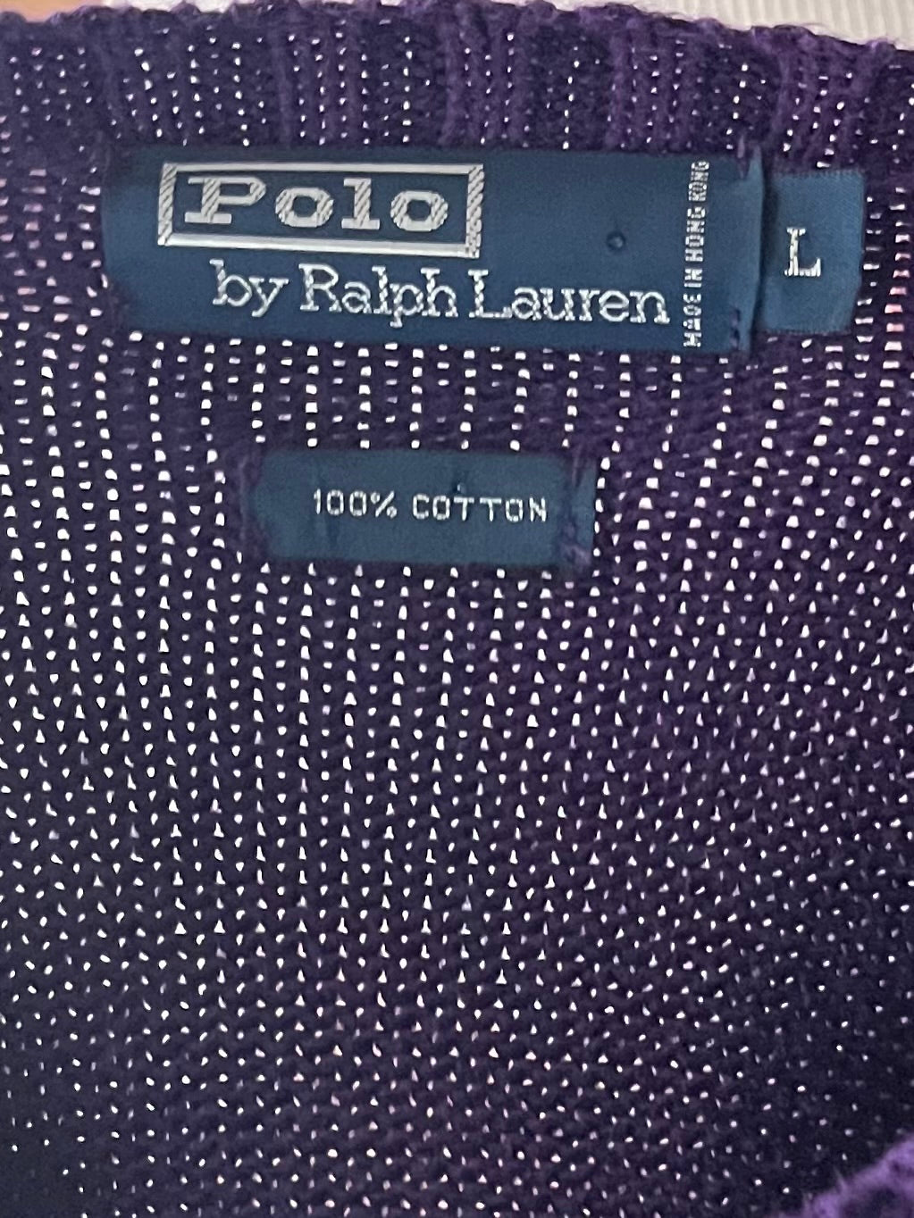 90s 'Ralph Lauren' Purple Cotton Sweater / Large