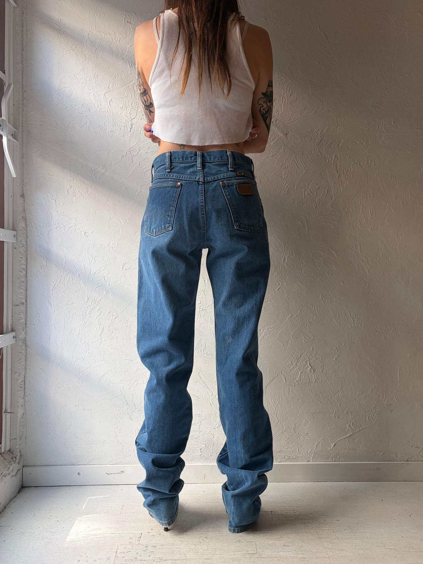 Vintage 90s 'Wrangler' Extra Long Western Denim Jeans / 29