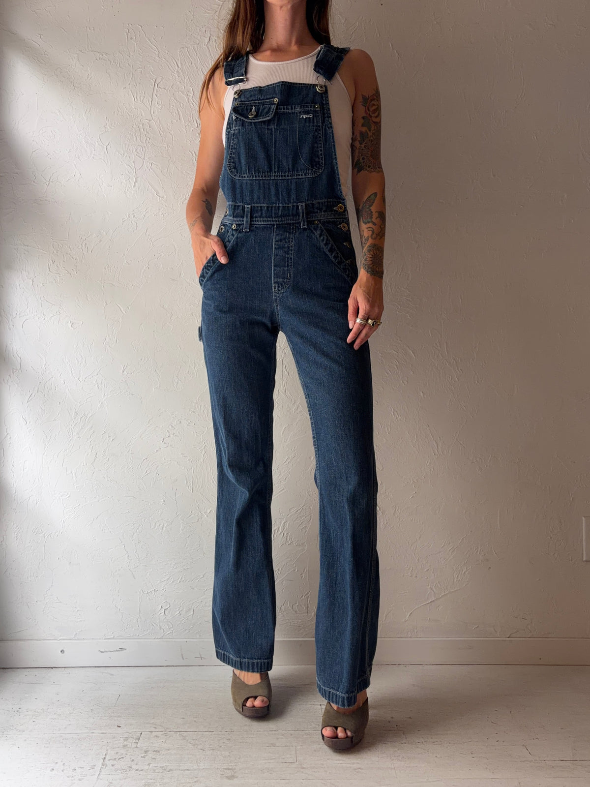 Vintage 'Silver' Denim Flare Overalls / Small