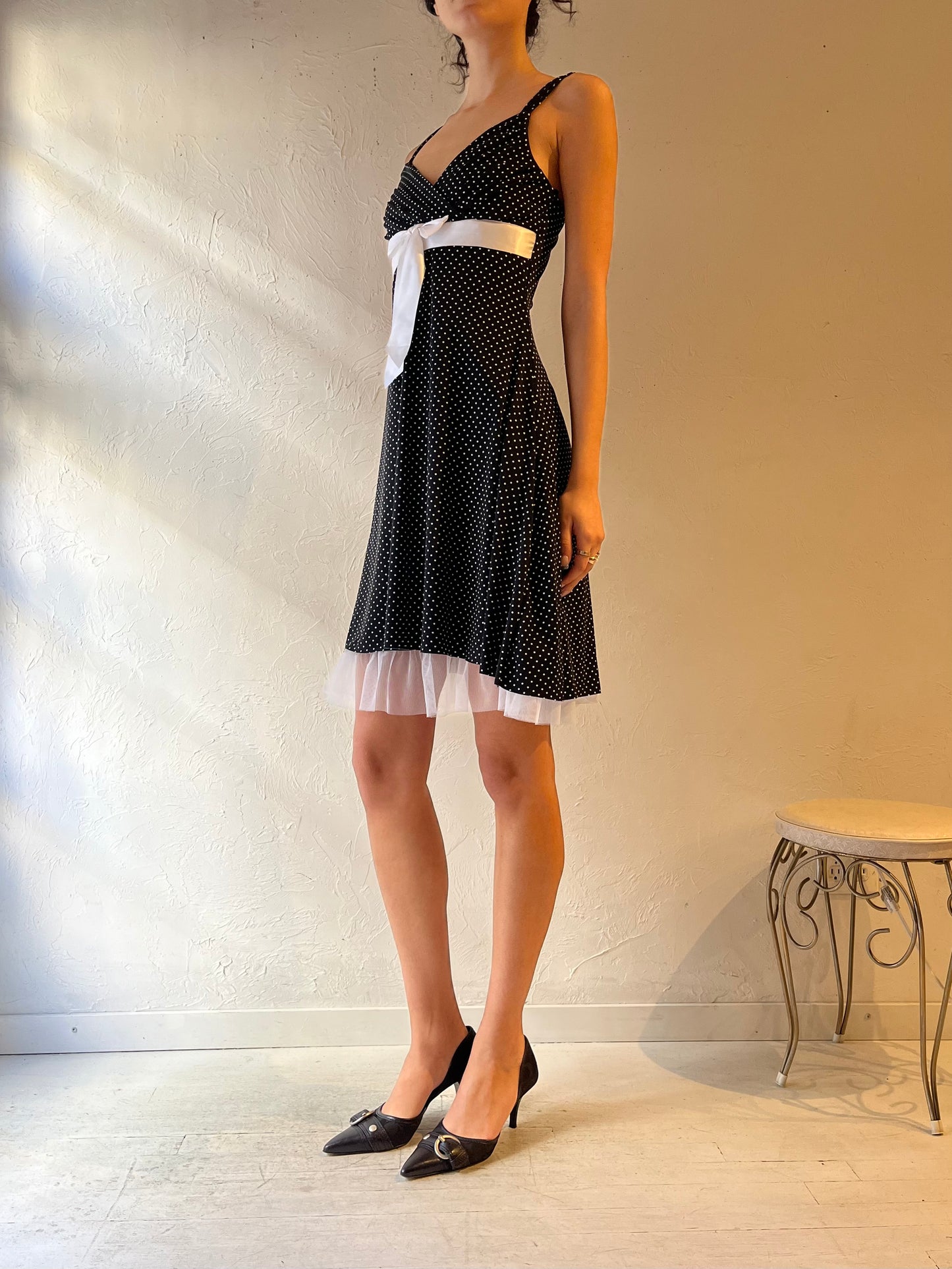 Y2k 'My Michelle' Black Polka Dot Mini Dress / Medium