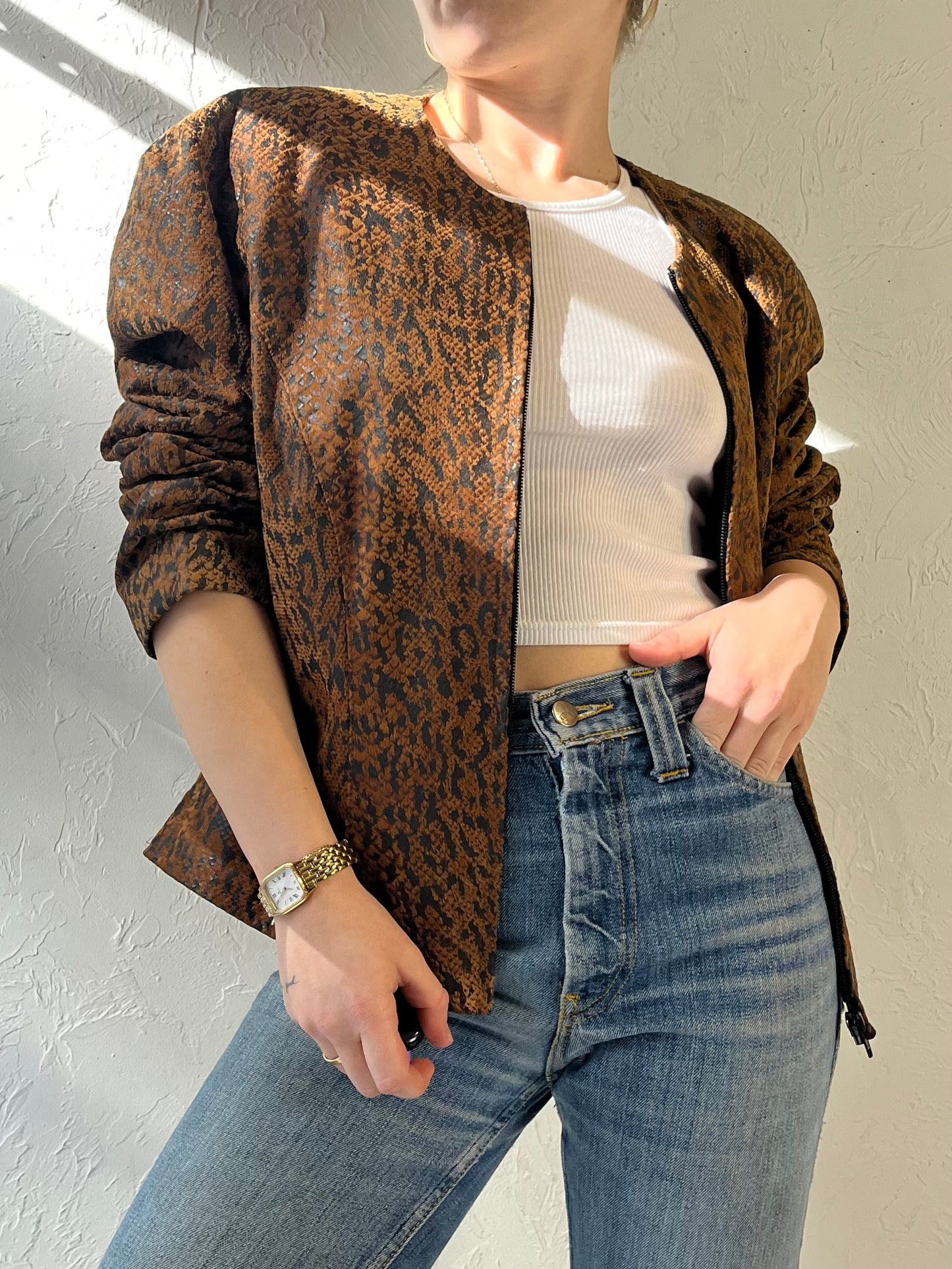 90s ‘Danier’ Snakeskin Leather Jacket / Medium