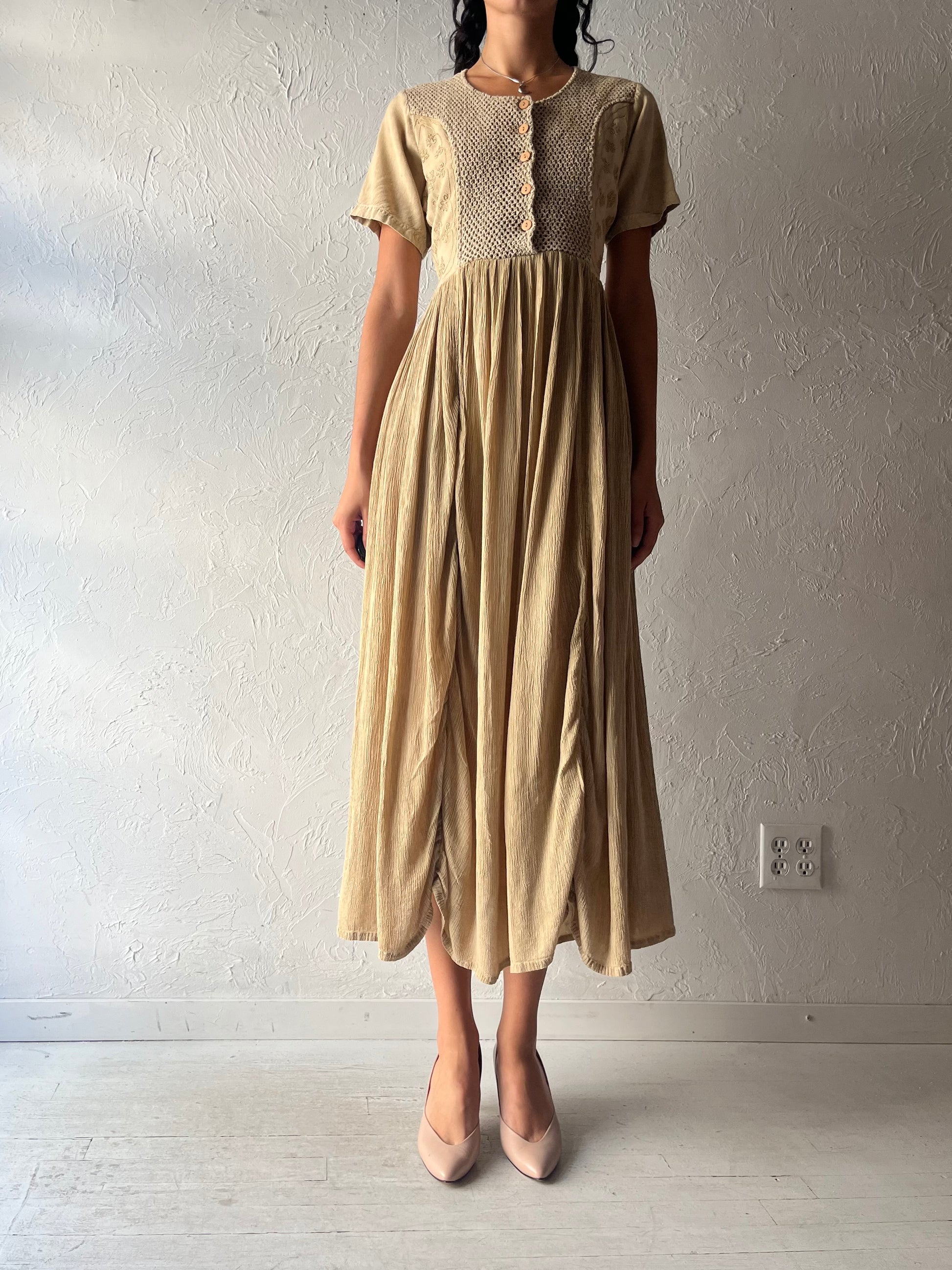 90s 'Beechers Brooks' FairyCore Crochet Dress / Small