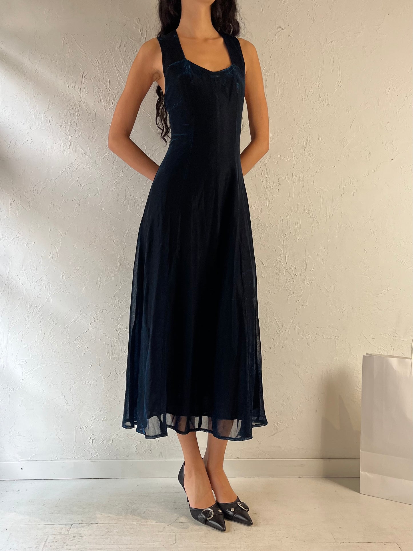 90s ‘Maurice’s’ Navy Blue Sparkly Dress / Medium