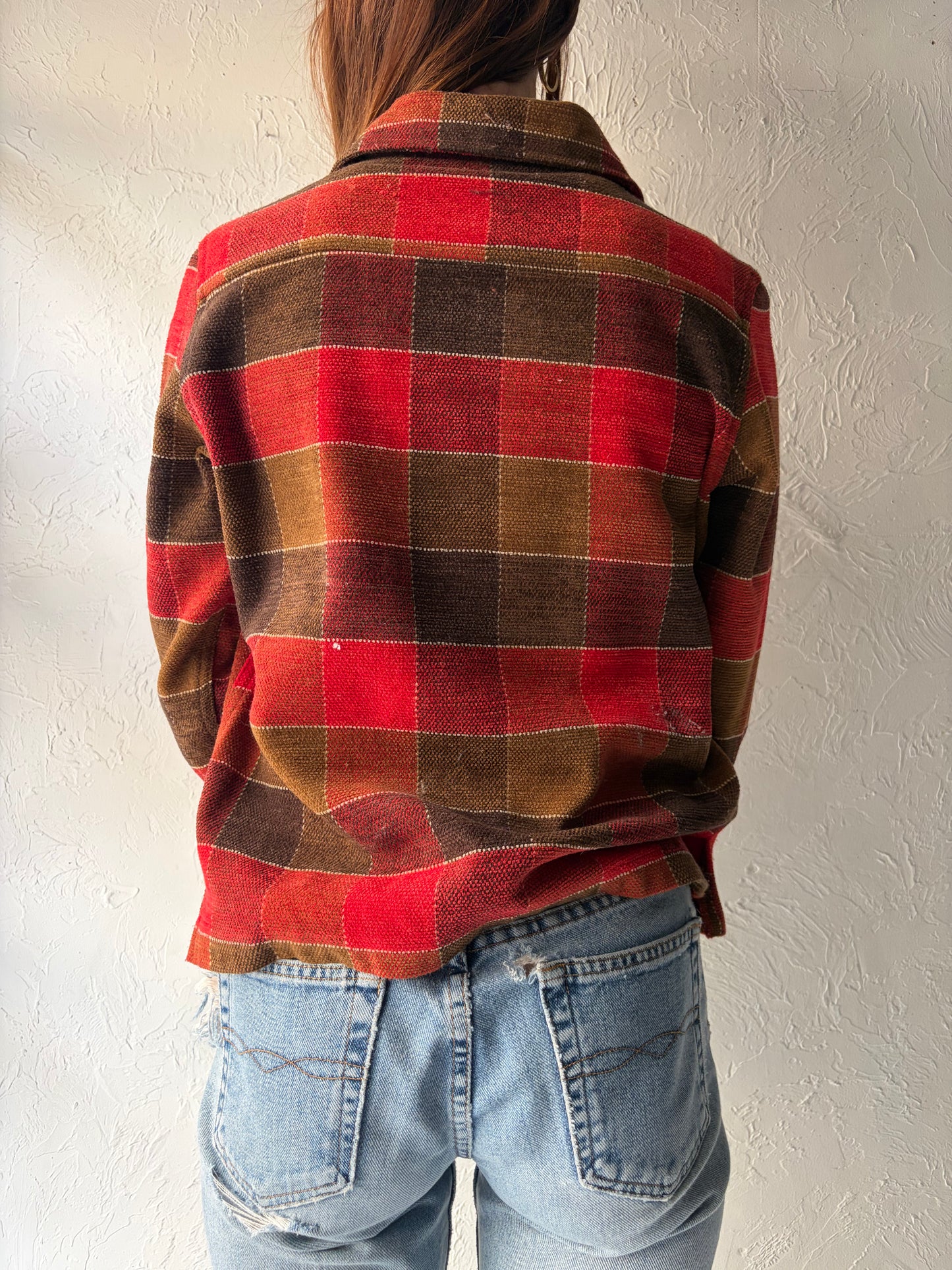 Y2k 'Alia' Red Checker Knit Jacket / Small - Medium