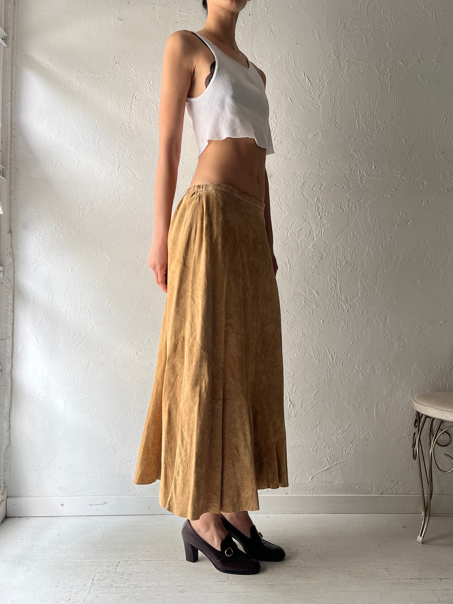Y2k 'Chicos' Suede Leather Maxi Skirt / Small