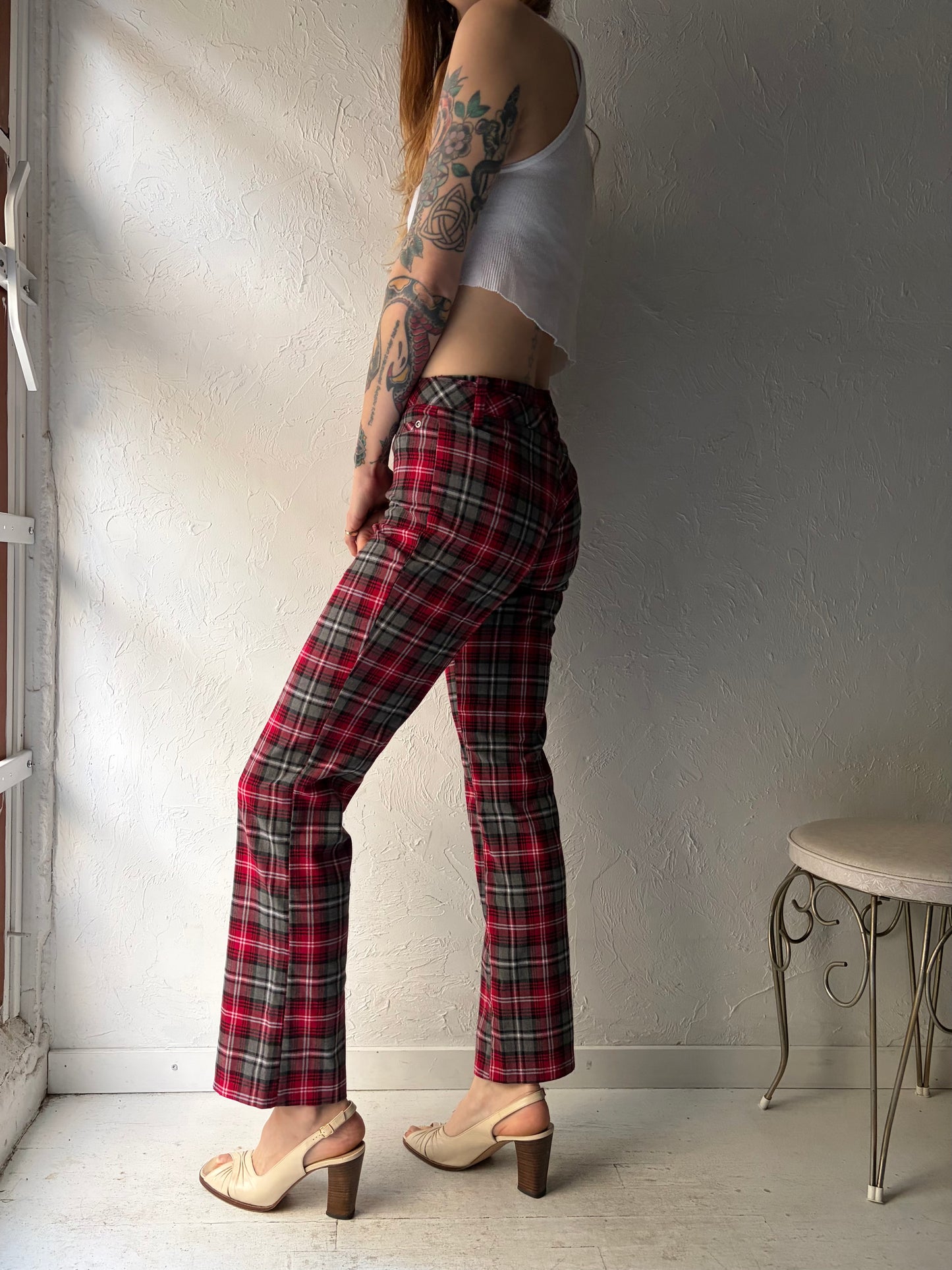 90s 'ILu' Plaid Pants / Small