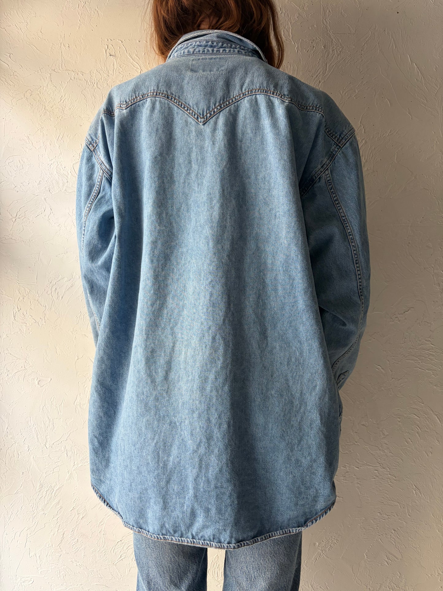 90s 'Levis' Pearl Snap Western Denim Shirt / XL