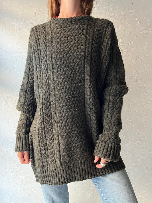 Vintage 'Pendleton' Cable Knit Wool Sweater /  XL