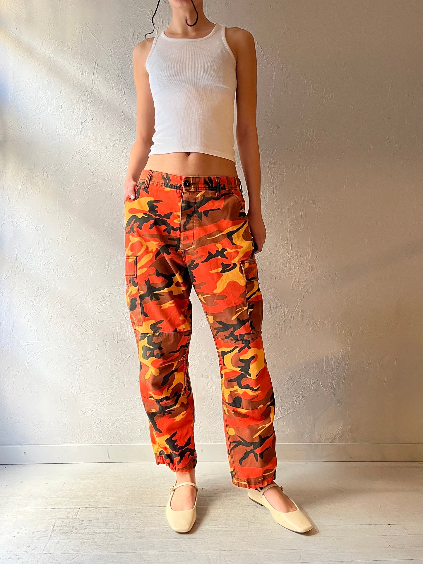 Y2K Authentic Army Orange Camouflage Pants / Medium