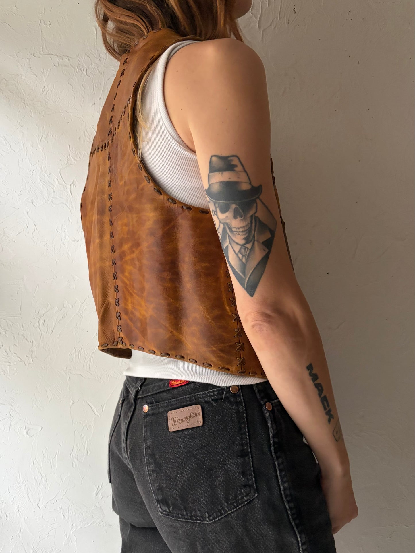 70s Leather Vest / Small