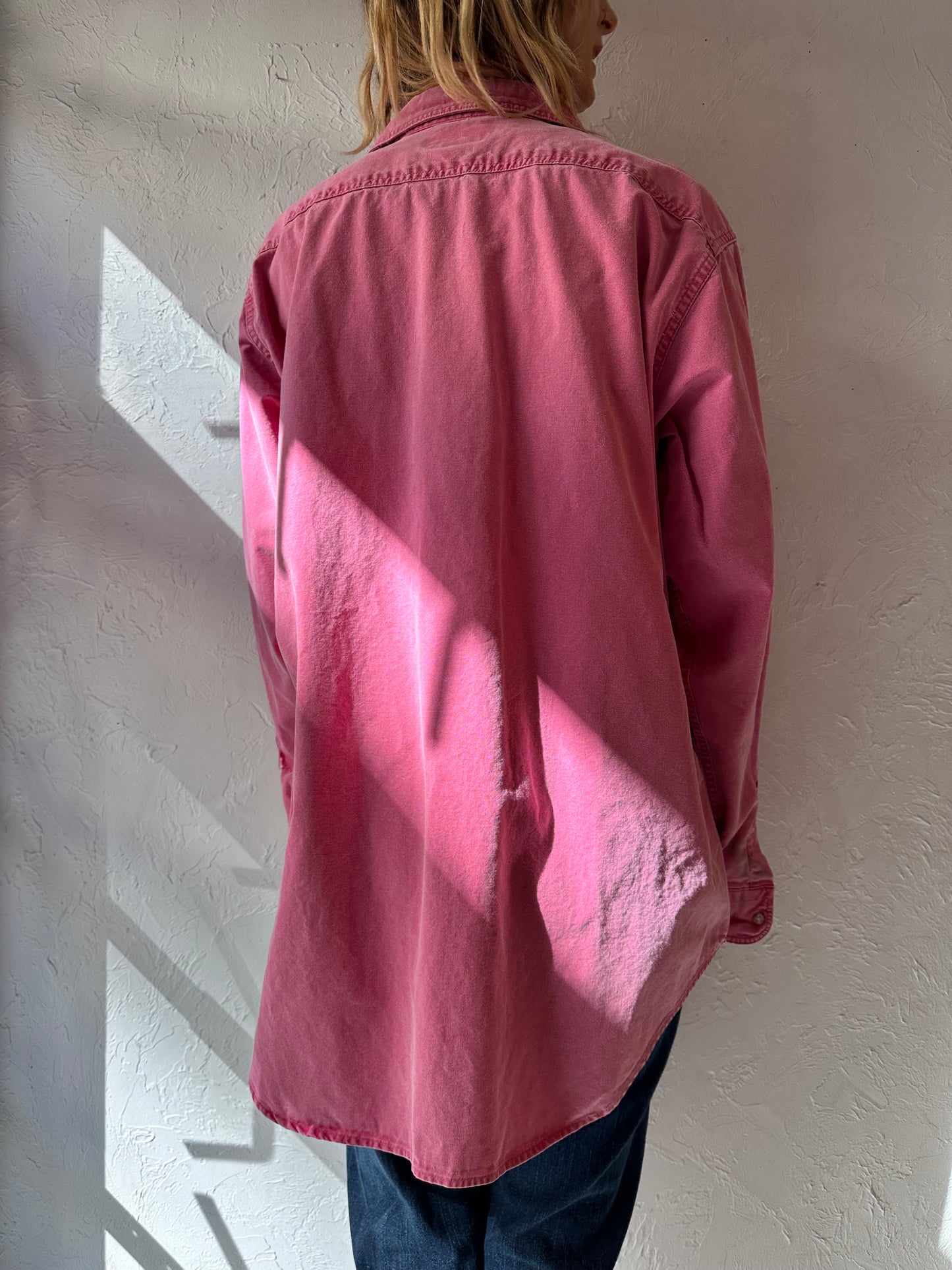 90s 'Woolrich' Pink Cotton Button Up Shirt / Large
