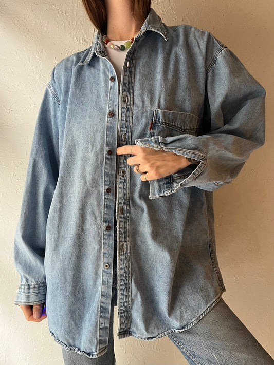 90s 'Levis' Denim Button Up Shirt / Large