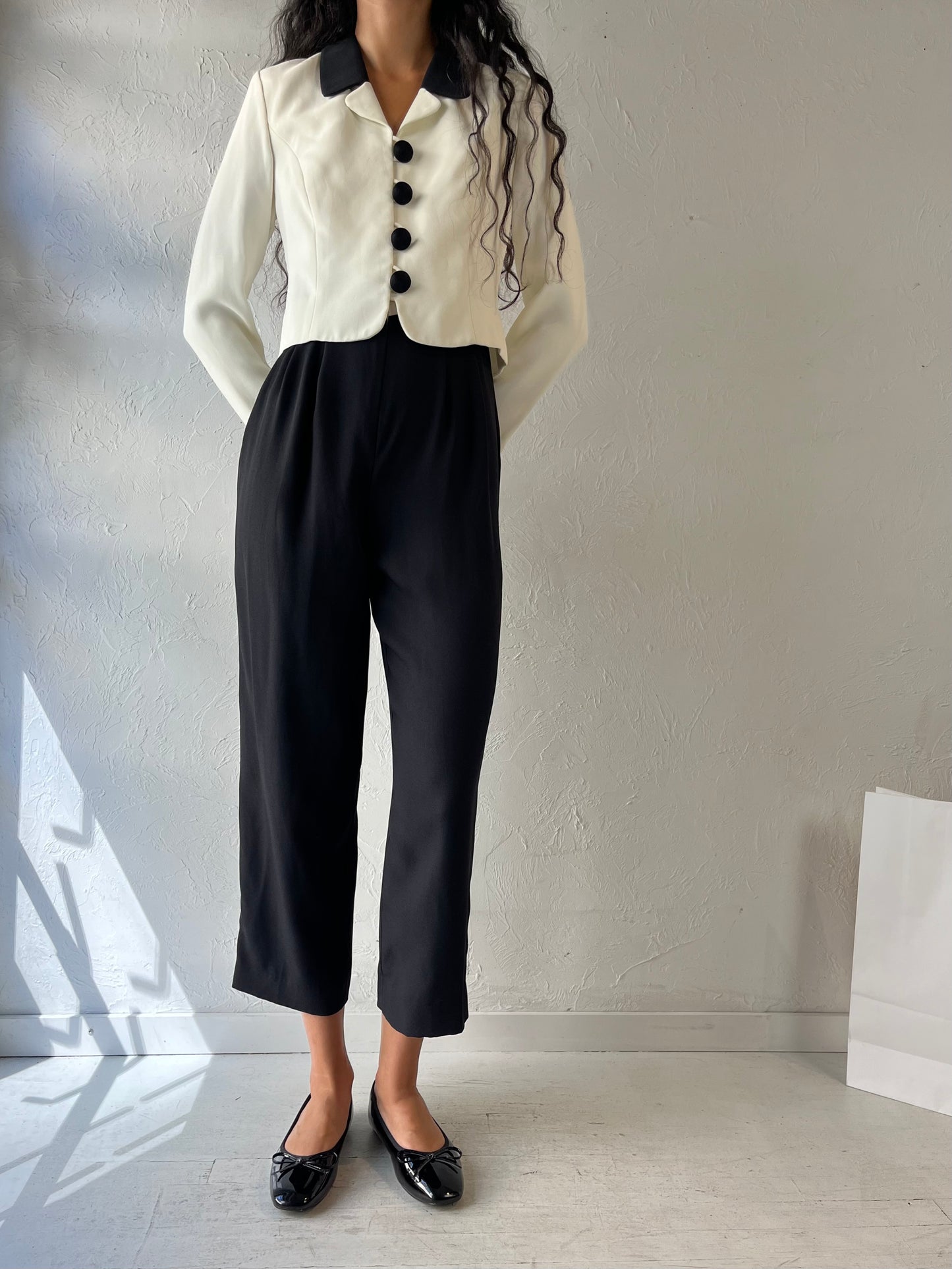 90s 'Liz Claiborne' Black and White Jumpsuit / Small