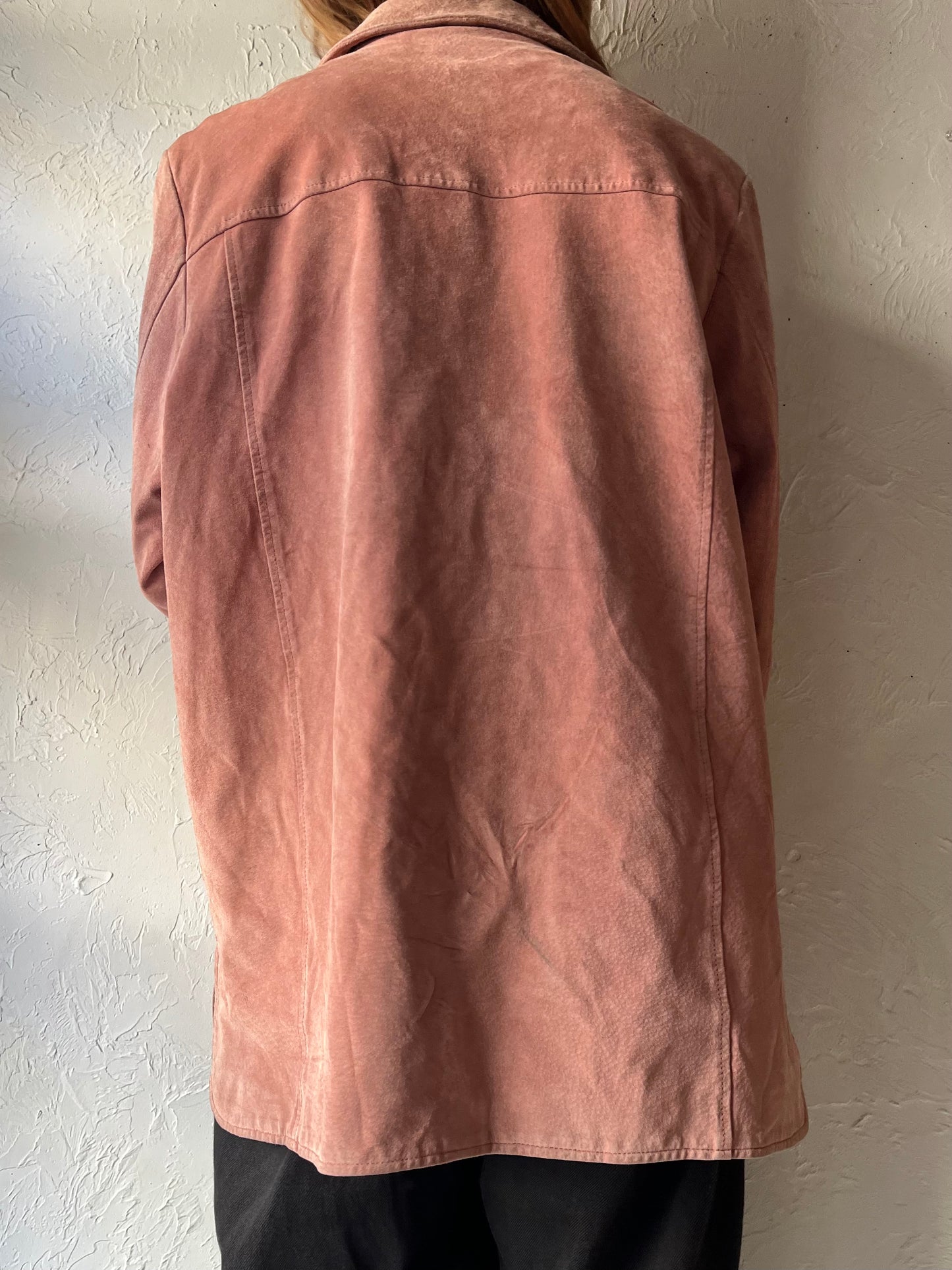 90s 'Eddie Bauer' Pink Suede Jacket / Large