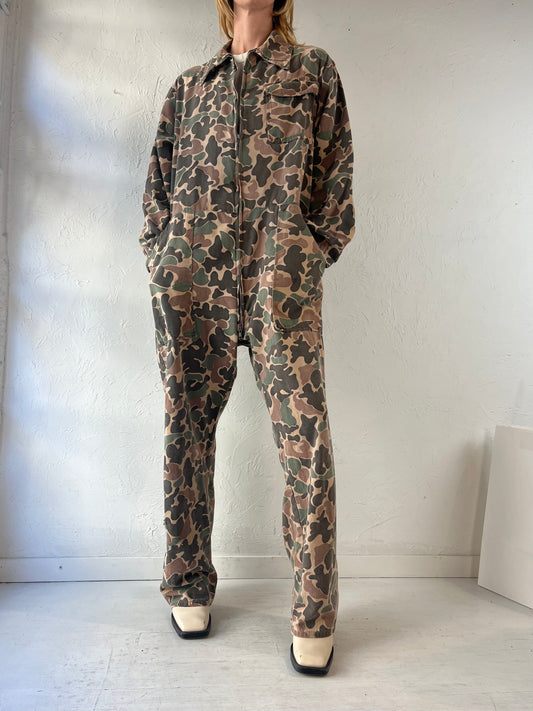 90s 'Sears' Camouflage Cotton Boiler Suit / Large