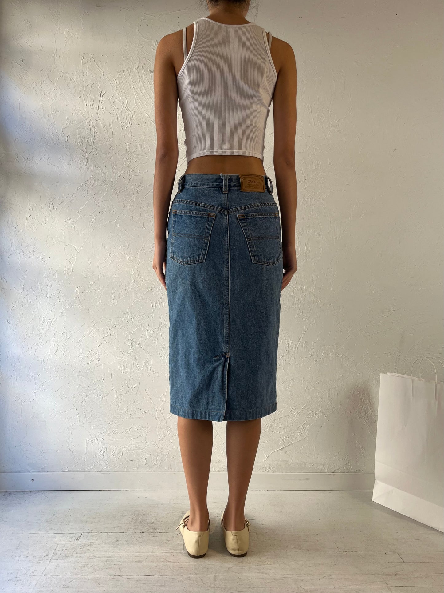 90s ‘Ralph Lauren’ Denim Pencil Skirt / Union Made / Small