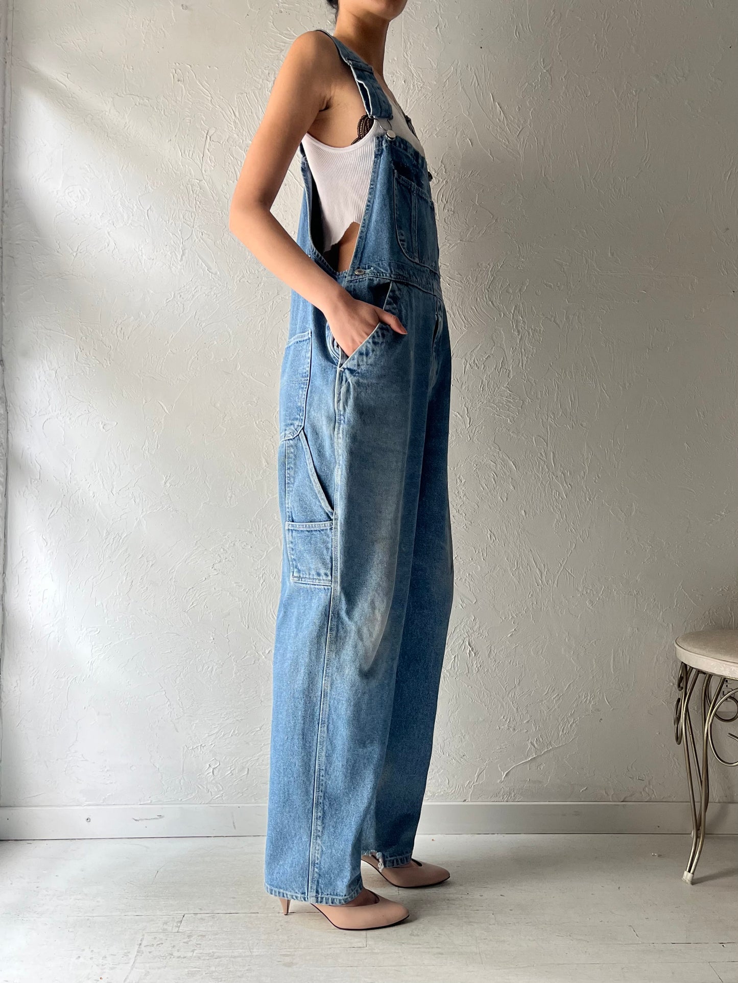 90s 'Nevada' Thick Denim Work Wear Overalls / Large