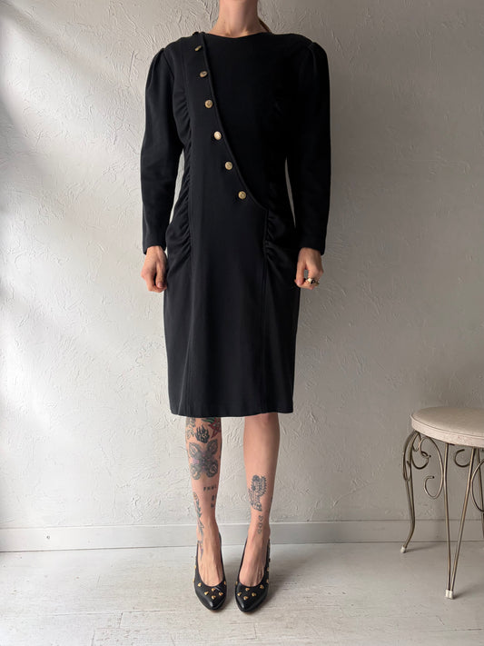 80s 'Chorus Line' Black Knit Dress / Medium