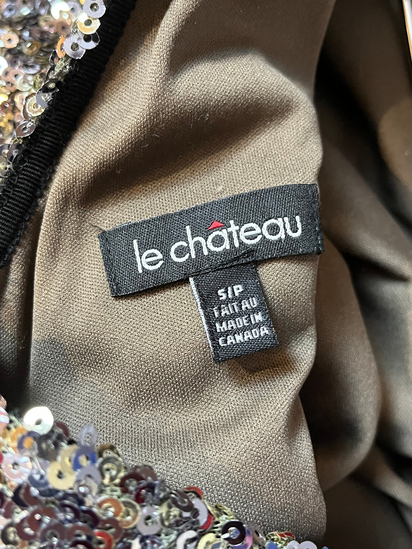 90s ‘Le Chateau’ Silver Sequin Mini Dress / Small