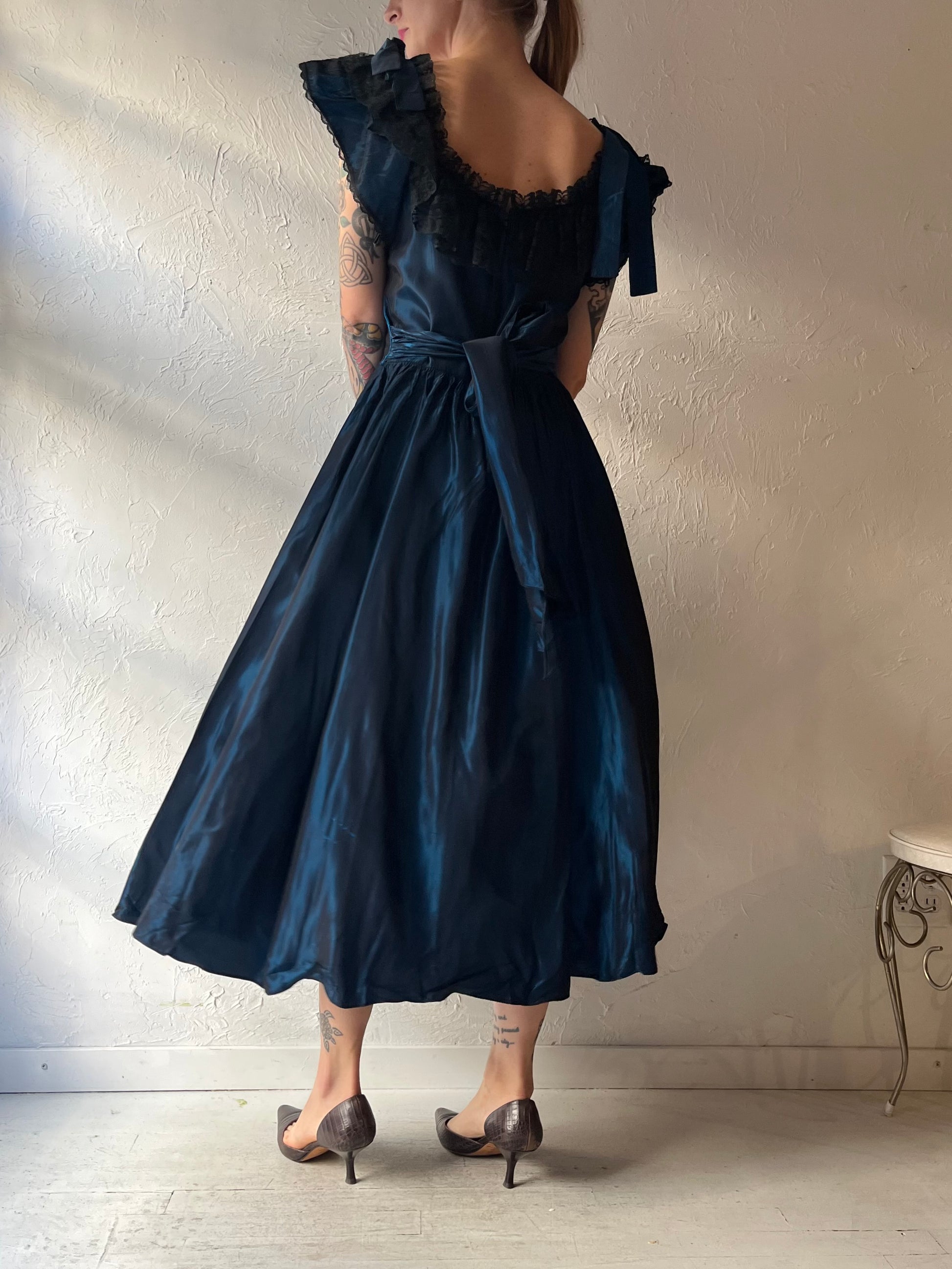 80s 'Gunne Sax' Midnight Blue Formal Midi Dress / Medium 80s 'Gunne Sax' Midnight Blue Formal Midi Dress / Medium