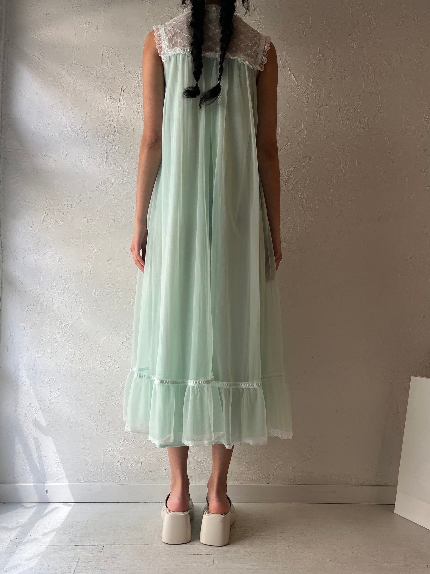 70s 'St Micheal' Mint Green Night Dress / Small