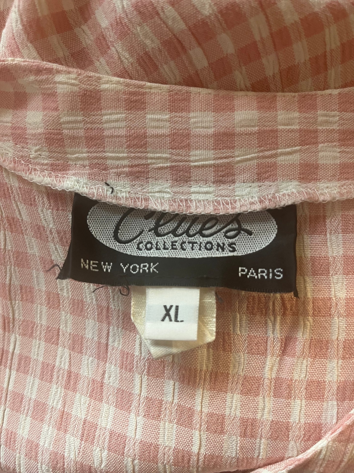 90s 'Clues' Pink Gingham Maxi Dress / XL