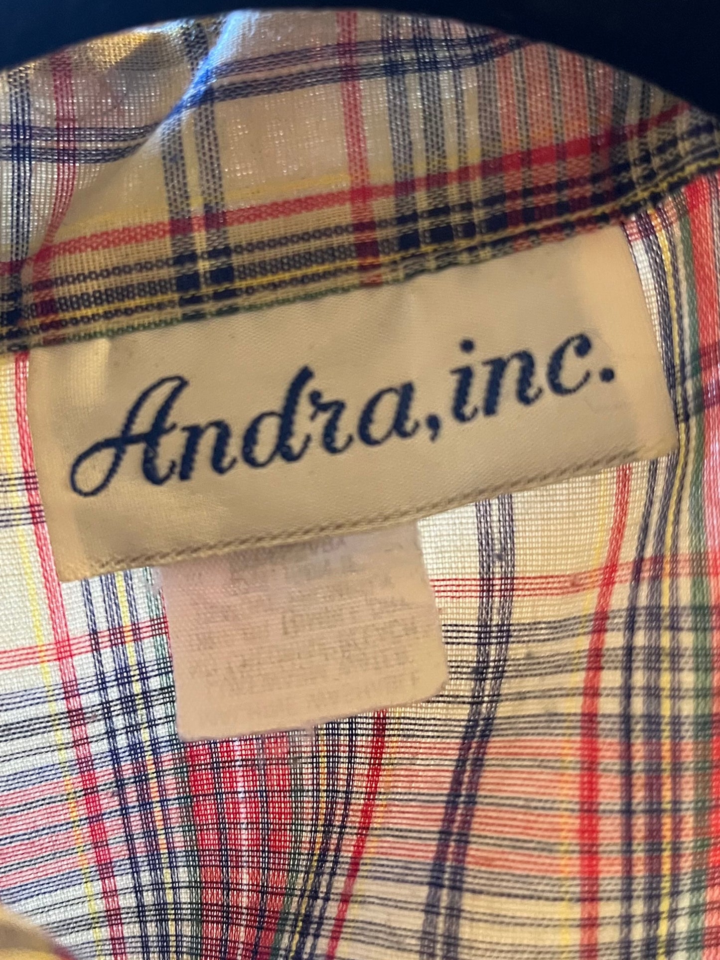 70s ‘Andra Inc’ Plaid Western Ruffle Blouse / Medim