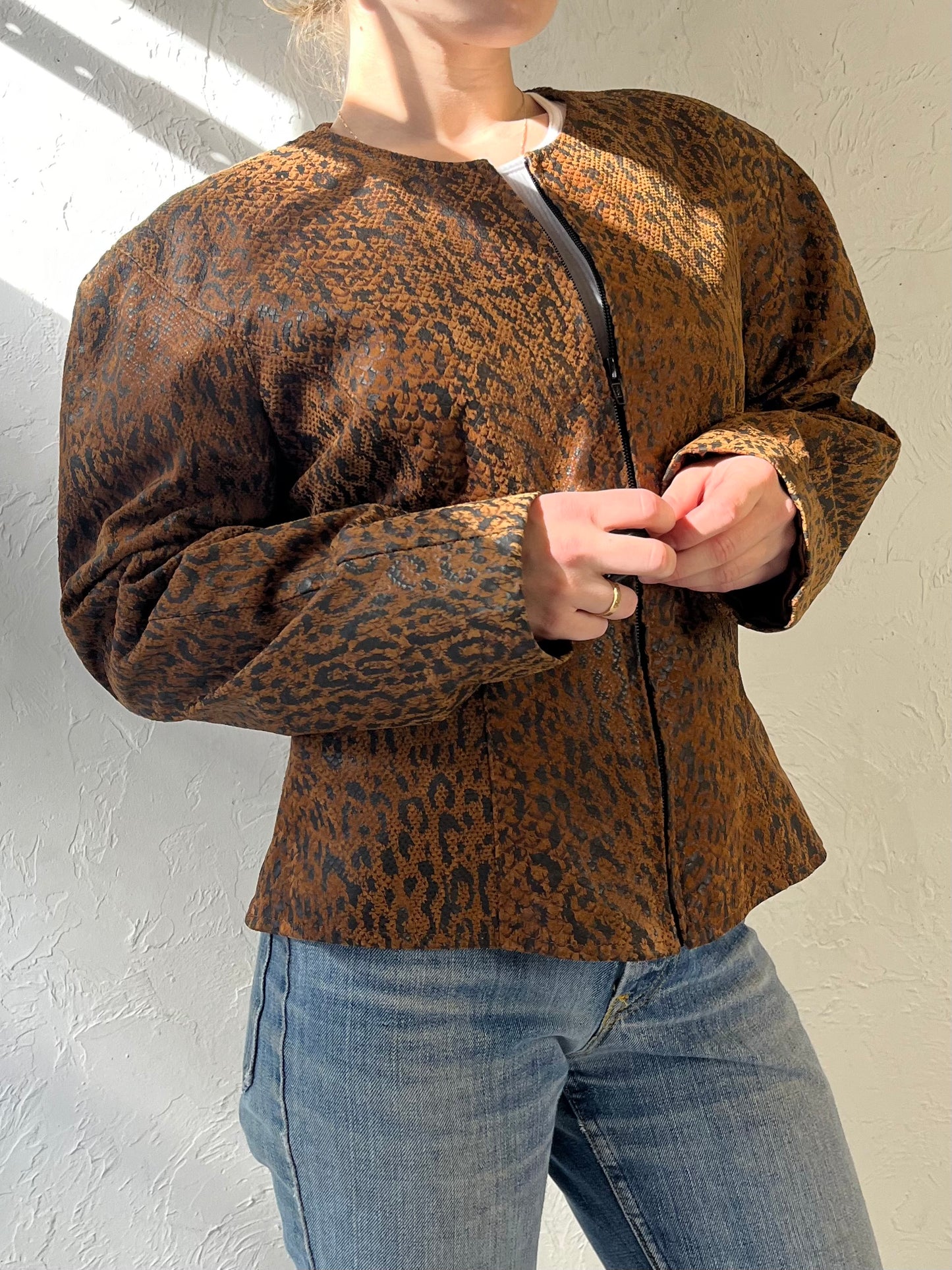 90s ‘Danier’ Snakeskin Leather Jacket / Medium