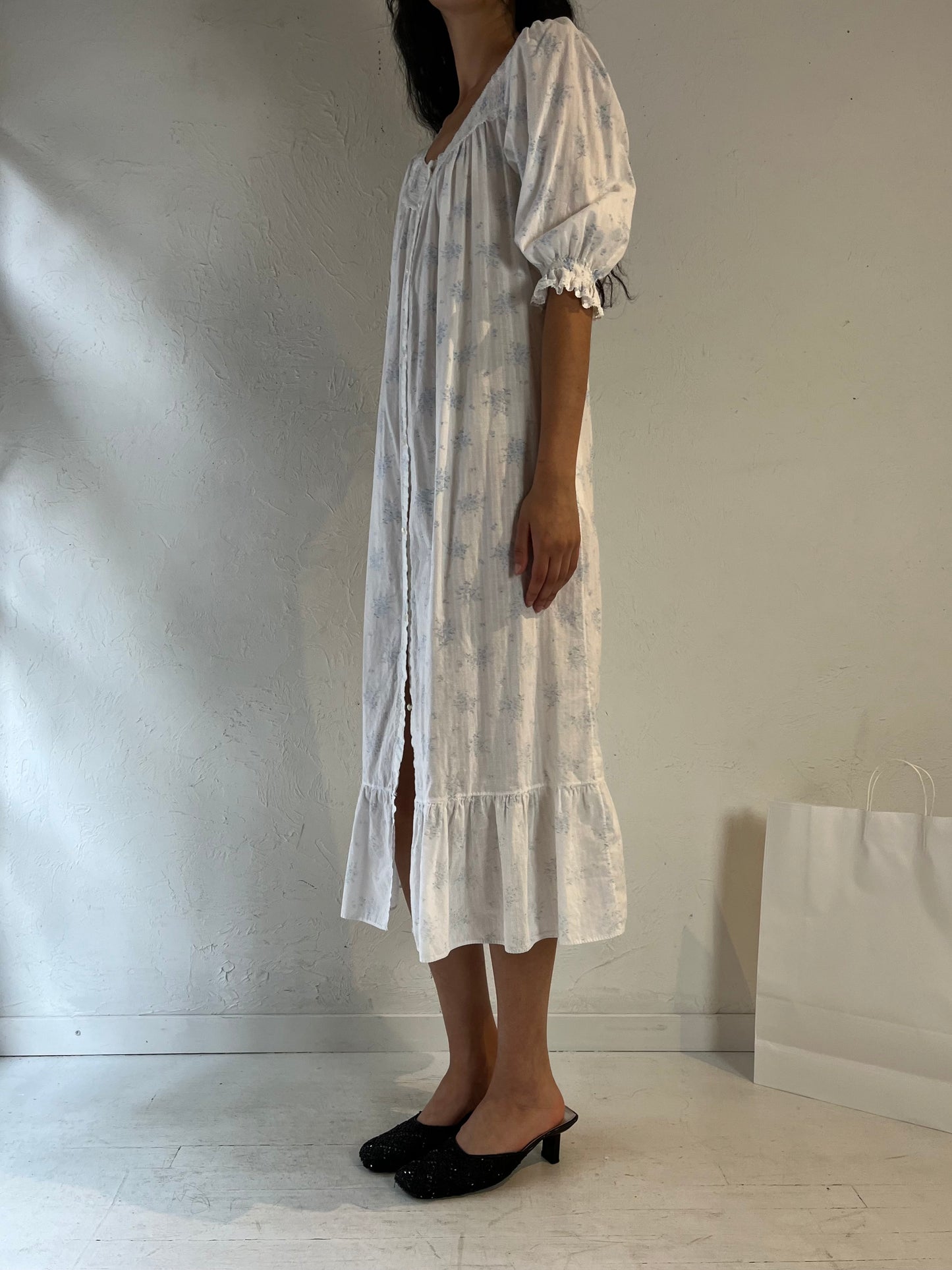 70s 'Miss Elaine' Cotton Maxi Dress / Union Made / Small