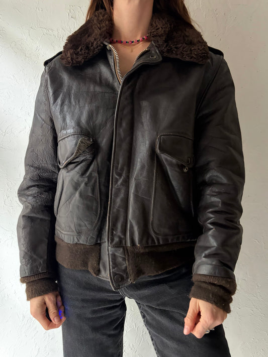 Vintage 1970s 'Schott Brothers' I S 674 MS Civilian Market Leather Flight Jacket / Medium