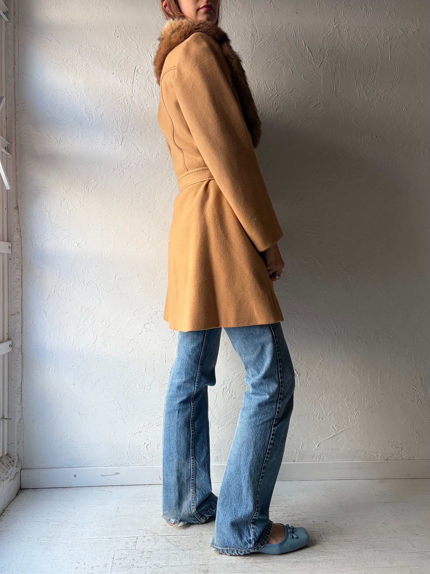 70s 'Country Pacer' Wool Jacket With Fur Collar / Small
