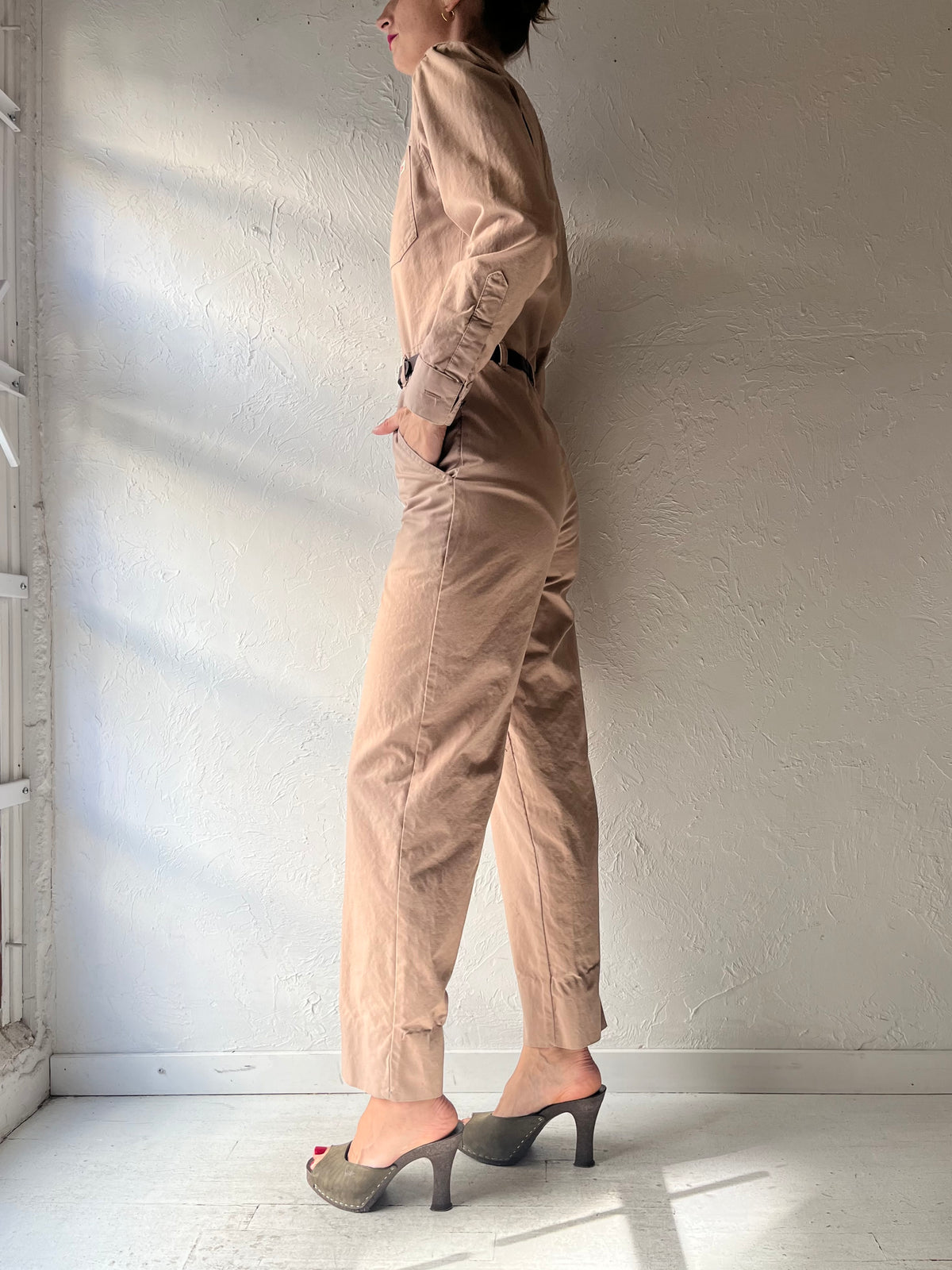 80s 'Calvin Klein' Cotton Flight Jump Suit / Small