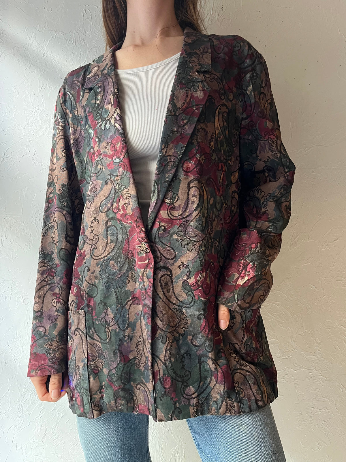 90s 'Cleo' Oversized Floral Blazer Jacket / Large