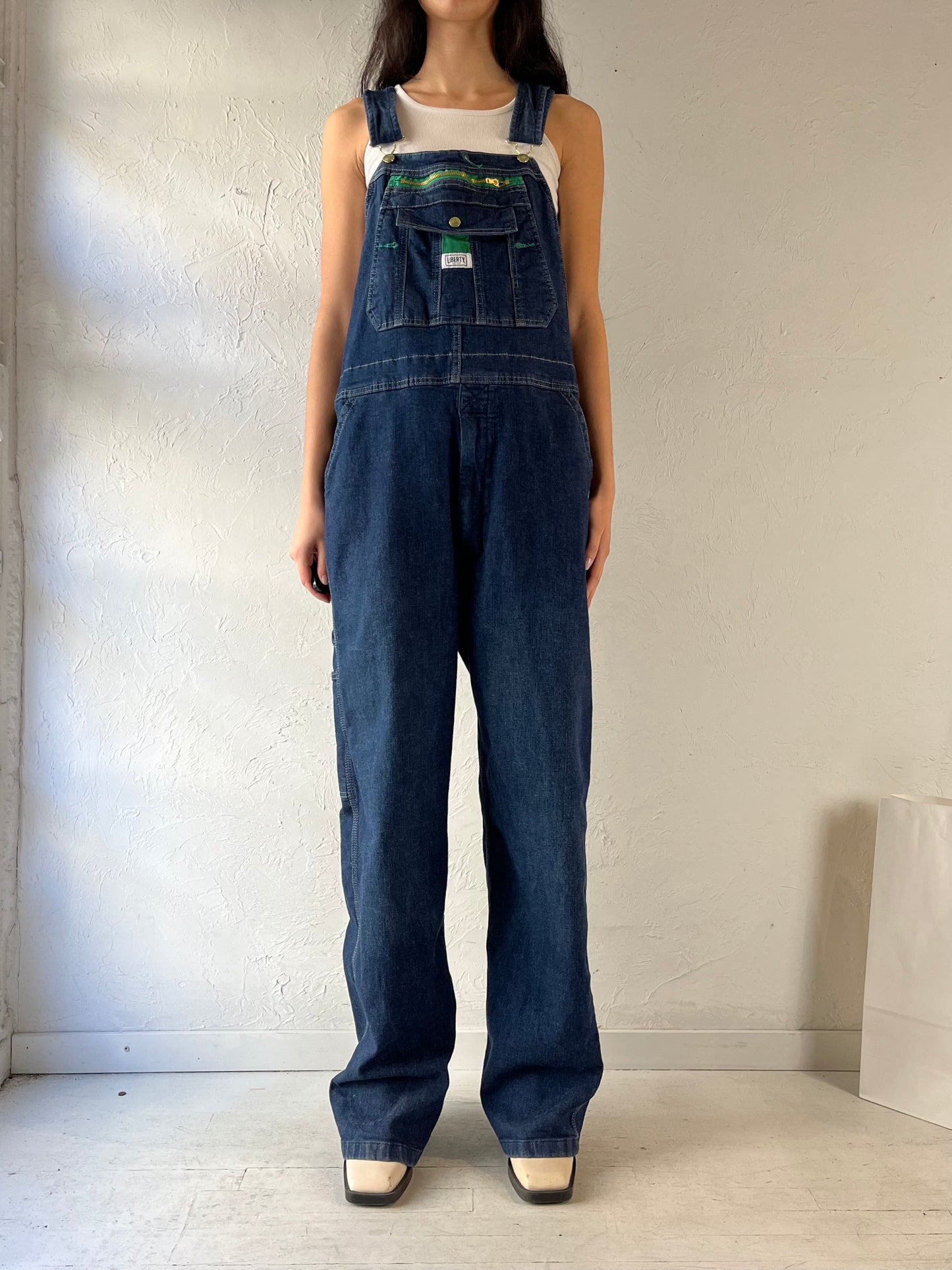 Y2k ‘Liberty’ Dark Wash Denim Overalls / Large / XL