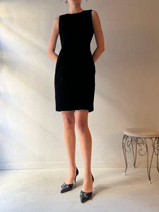 80s 'Algo' Black Velvet Beaded Dress / Medium