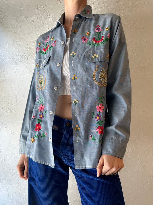 70s 'JC Penny' Embroidered Button Up Shirt / Medium