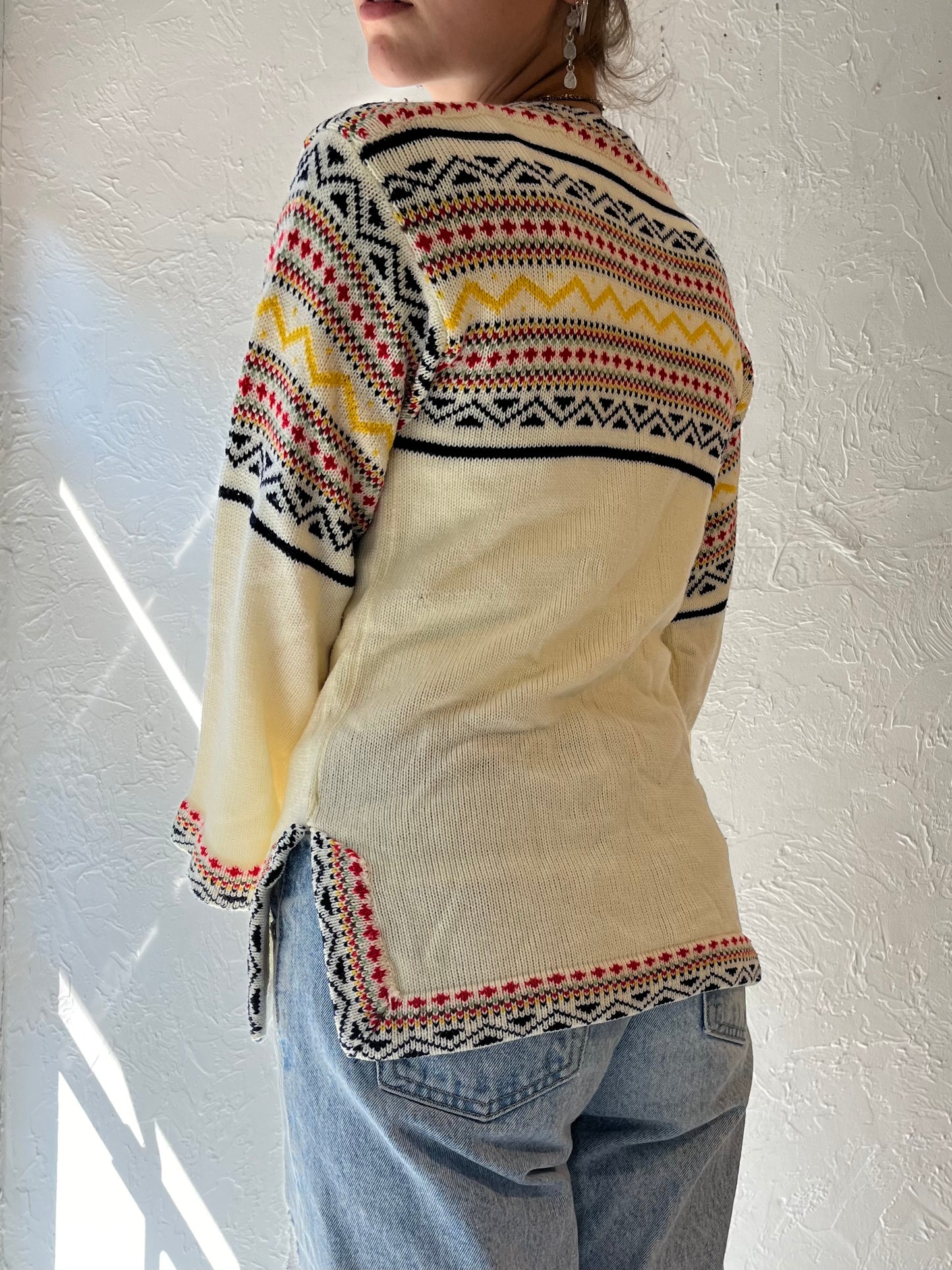 90s 'Niki' Acrylic Knit Bell Sleeve Sweater / Small