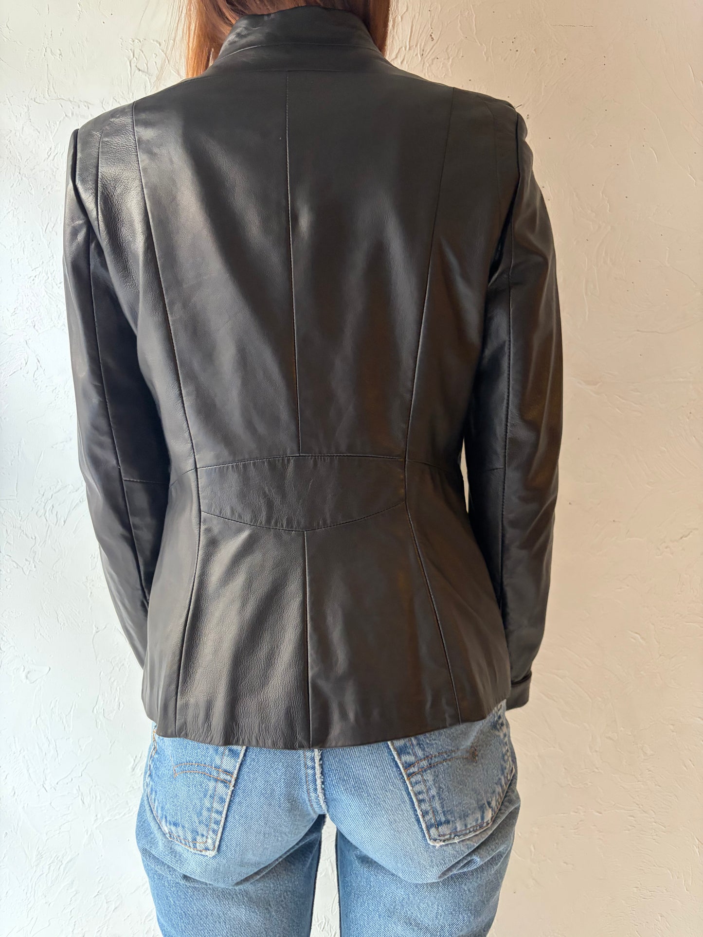 90s 'Danier' Black Leather Jacket / XS