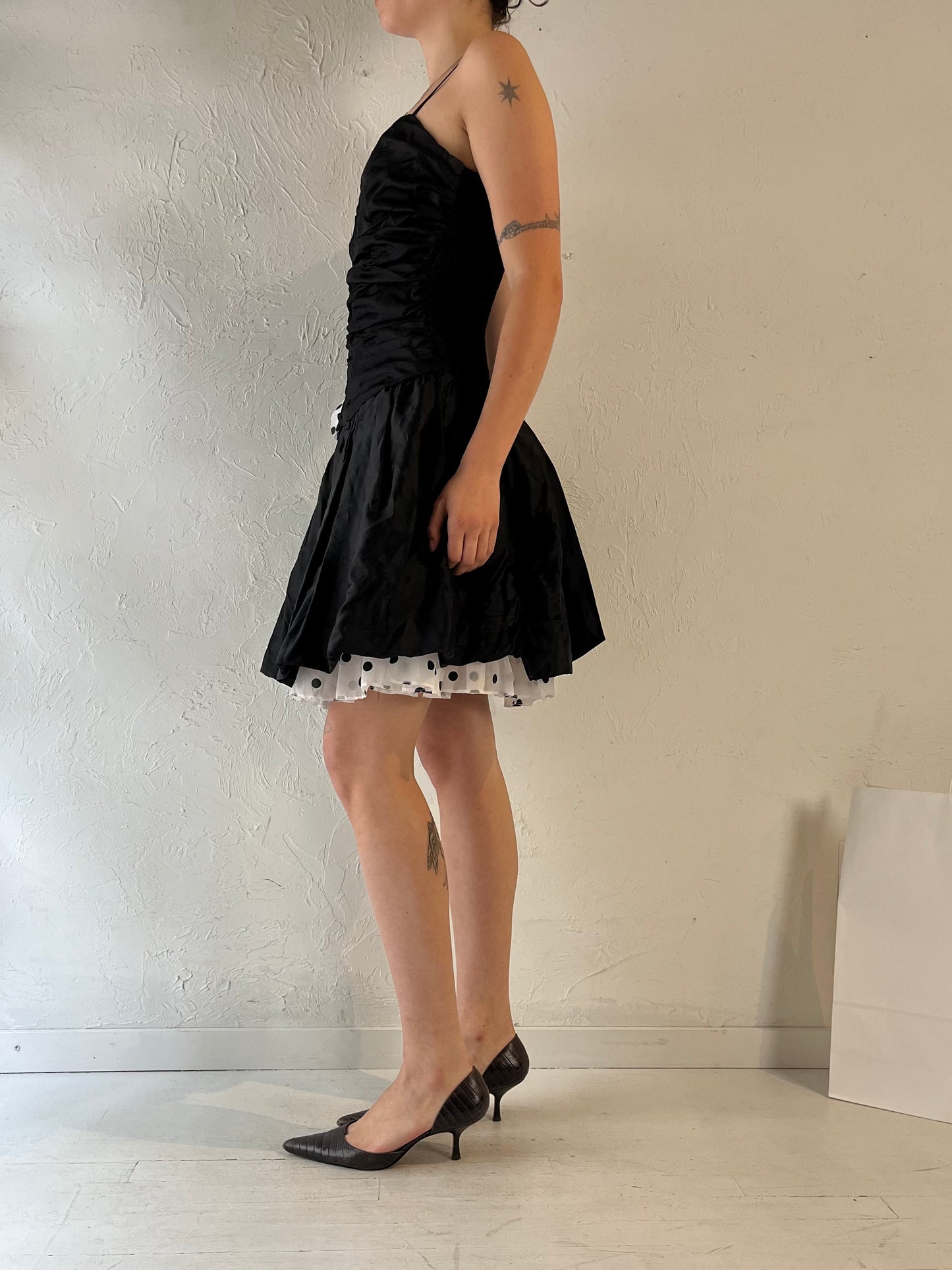 80s 'Steppin Out' Black Party Dress / Medium