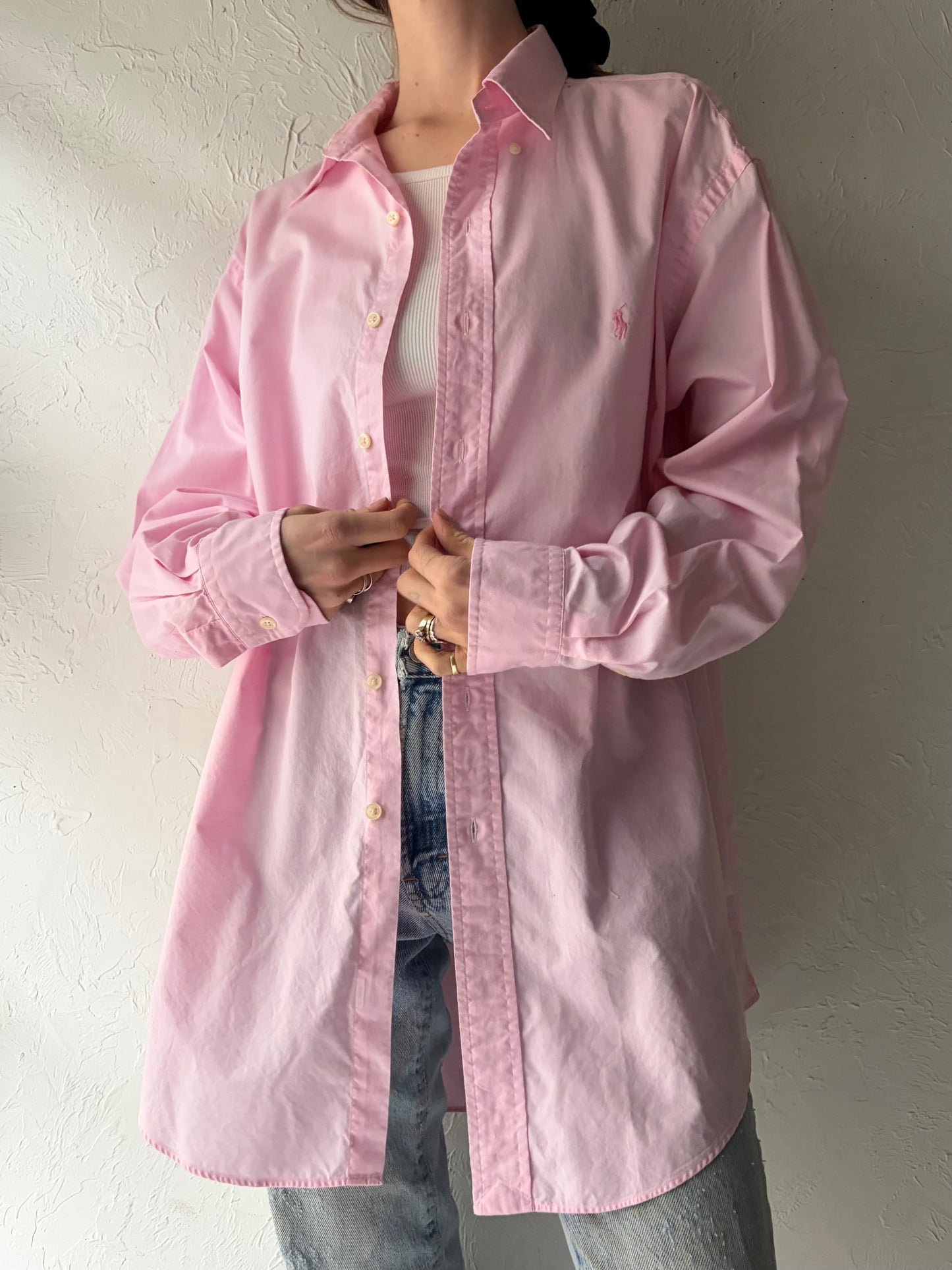 Y2k 'Ralph Lauren' Pink Button Up Shirt / Large